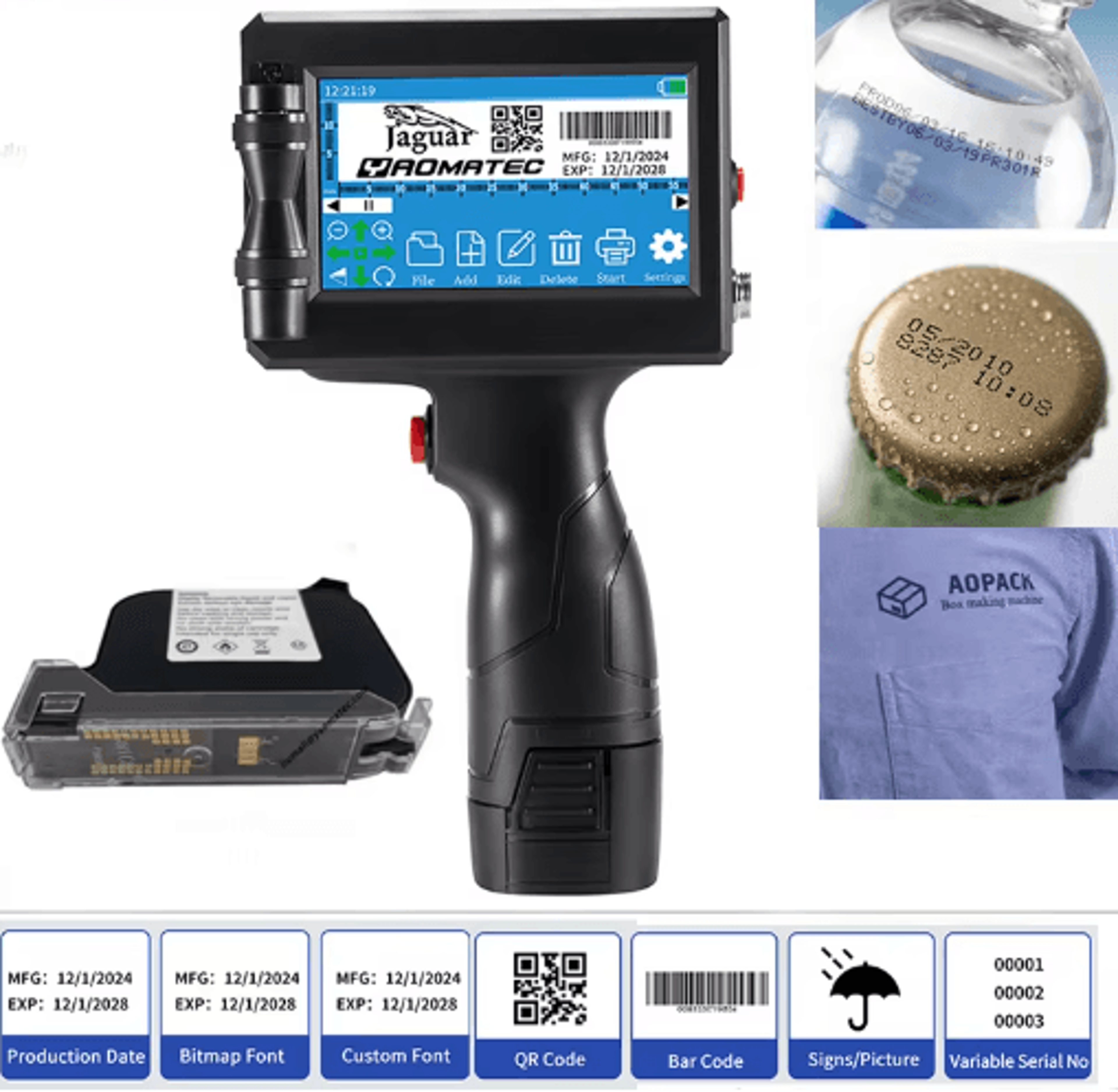 s7 y7 handheld inkjet printer – 12.7mm portable qr code & expiry date coding machine