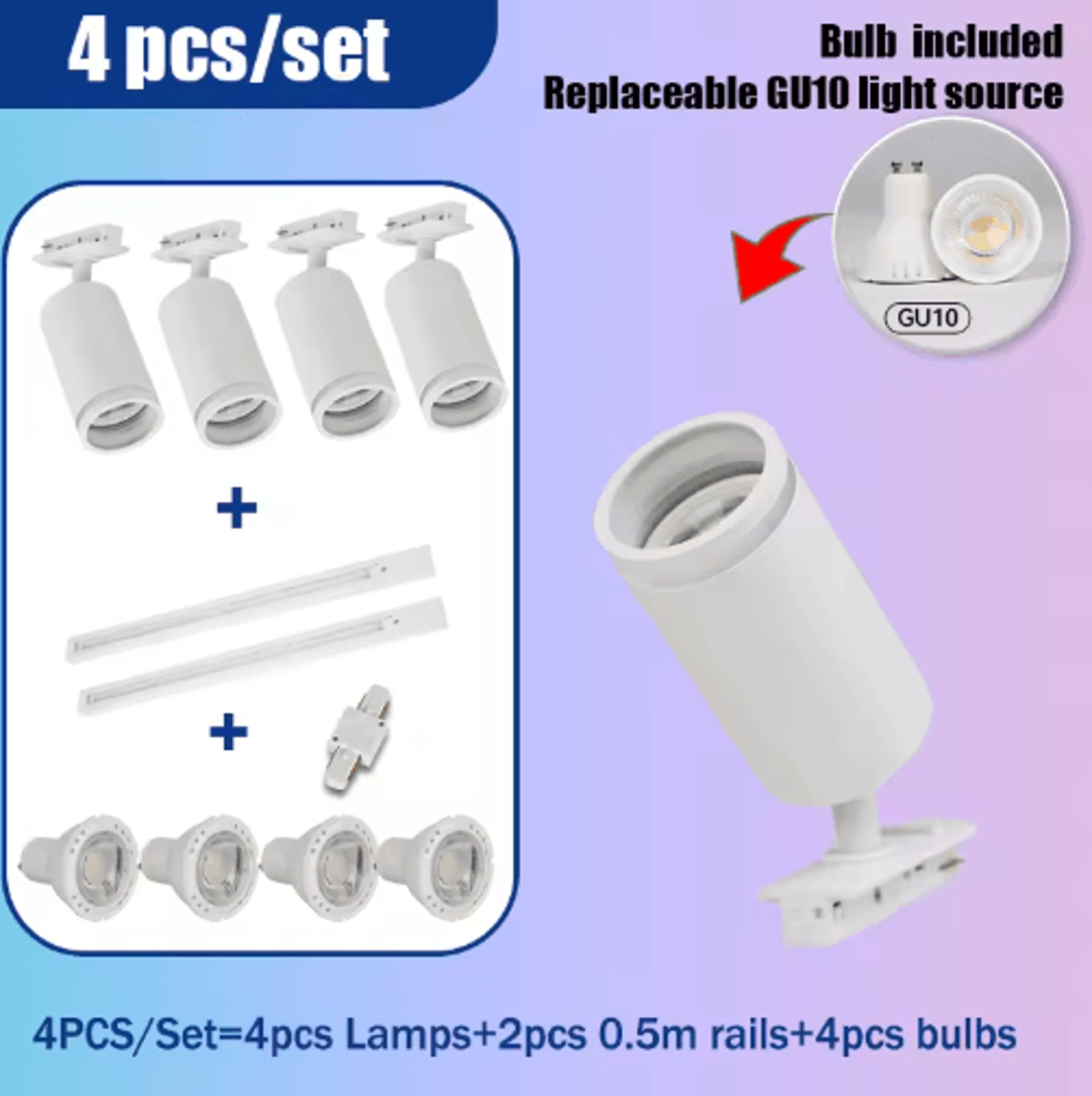 GU10 LED Track Spotlight  110V Adjustable Rail Ceiling Light For Home  Shop 1