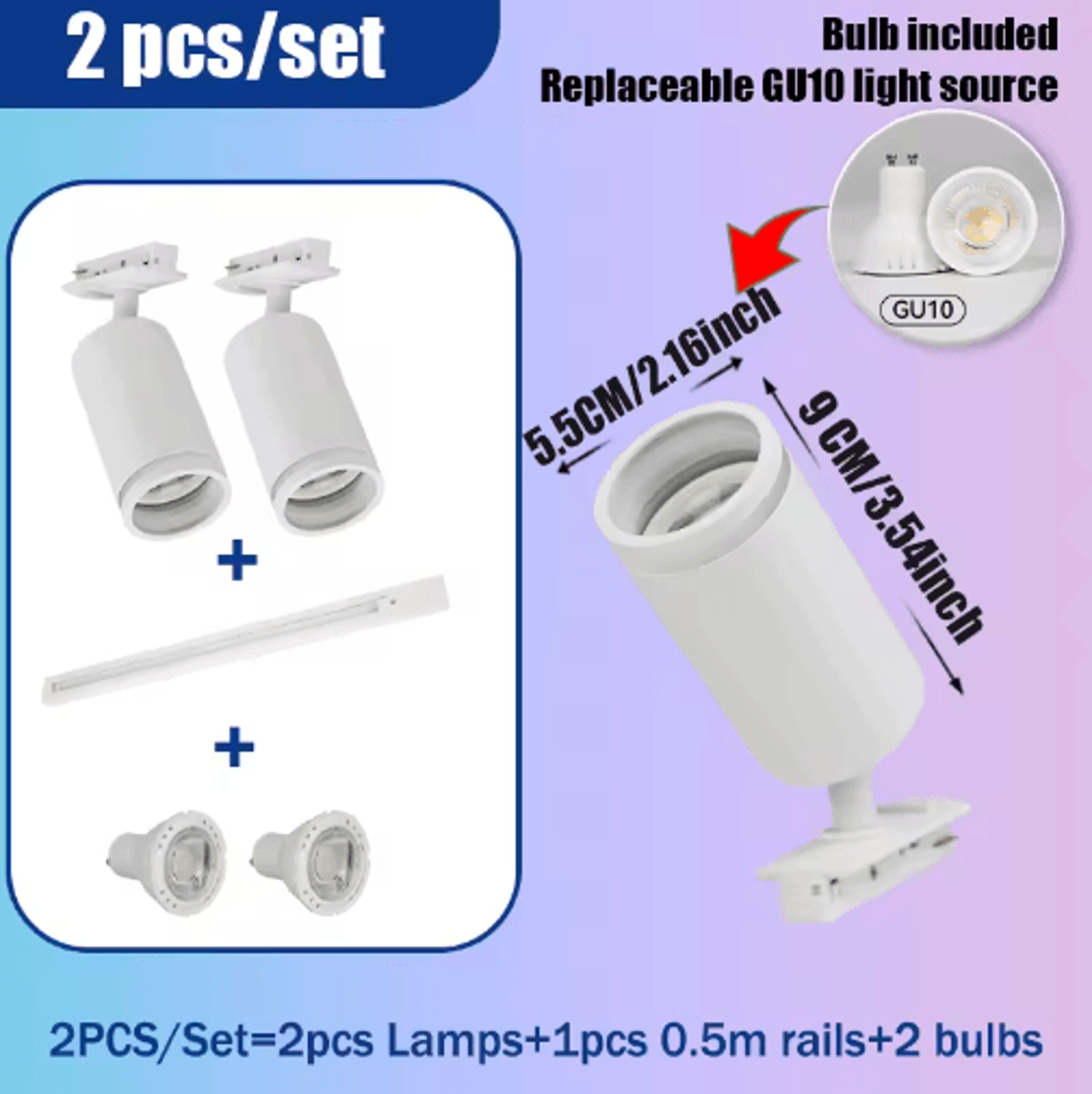 GU10 LED Track Spotlight  110V Adjustable Rail Ceiling Light For Home  Shop 7