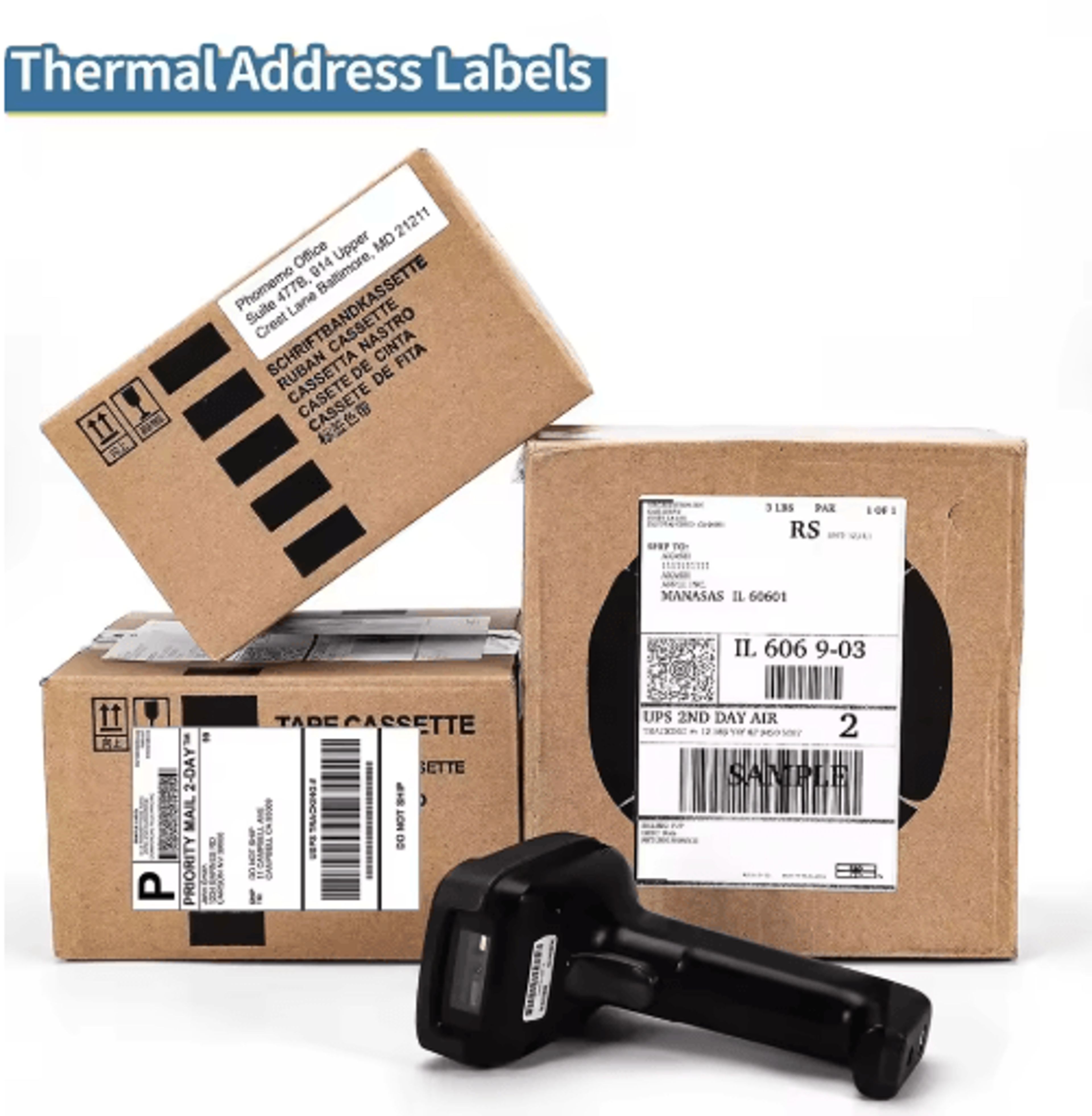 500PCS 4x6 Thermal Shipping Labels  FanFold Address Stickers For Phomemo Printers 10