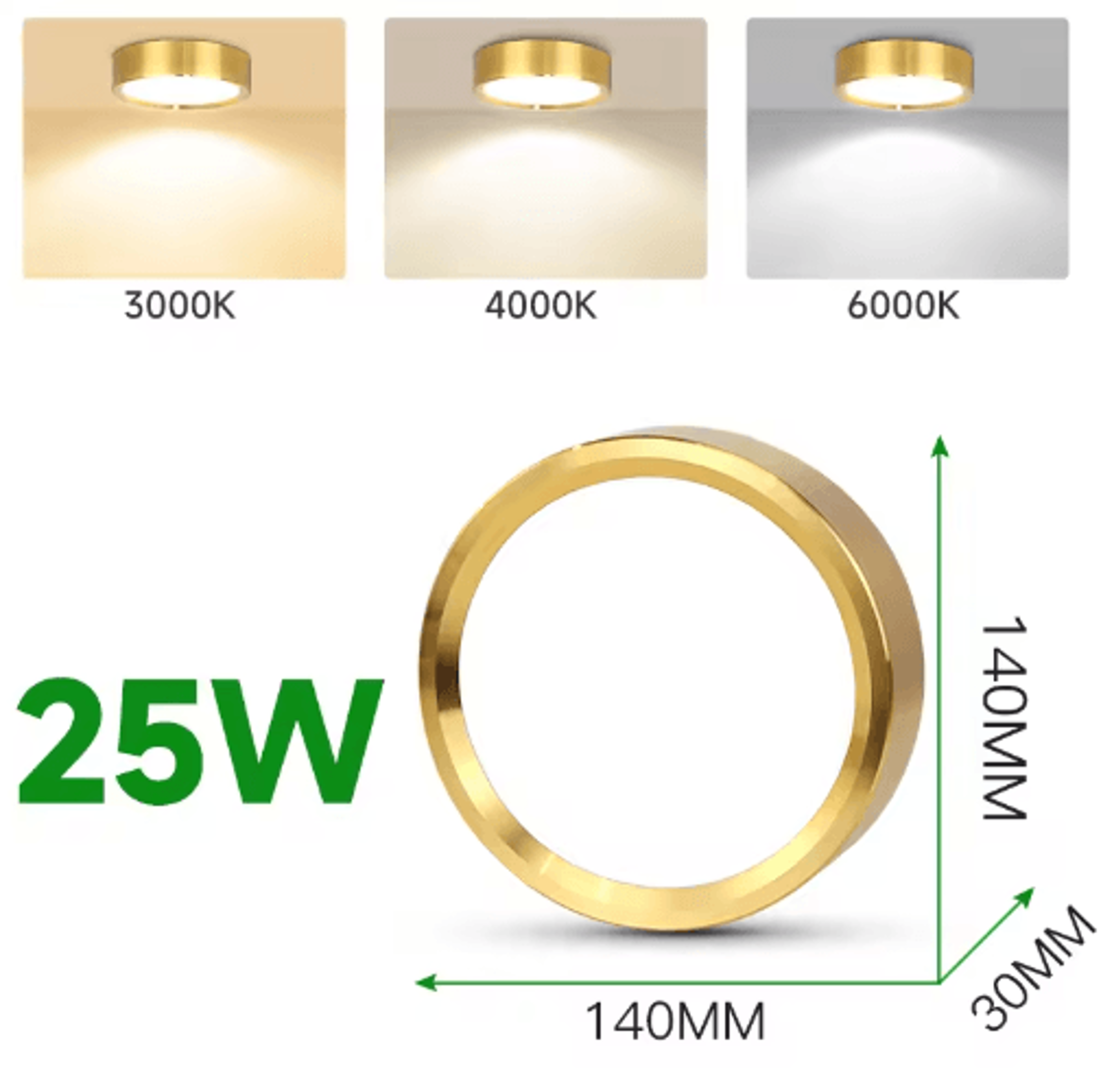 Gold LED Surface Mount Downlight  UltraThin 10W15W25W Ceiling Spotlight 3