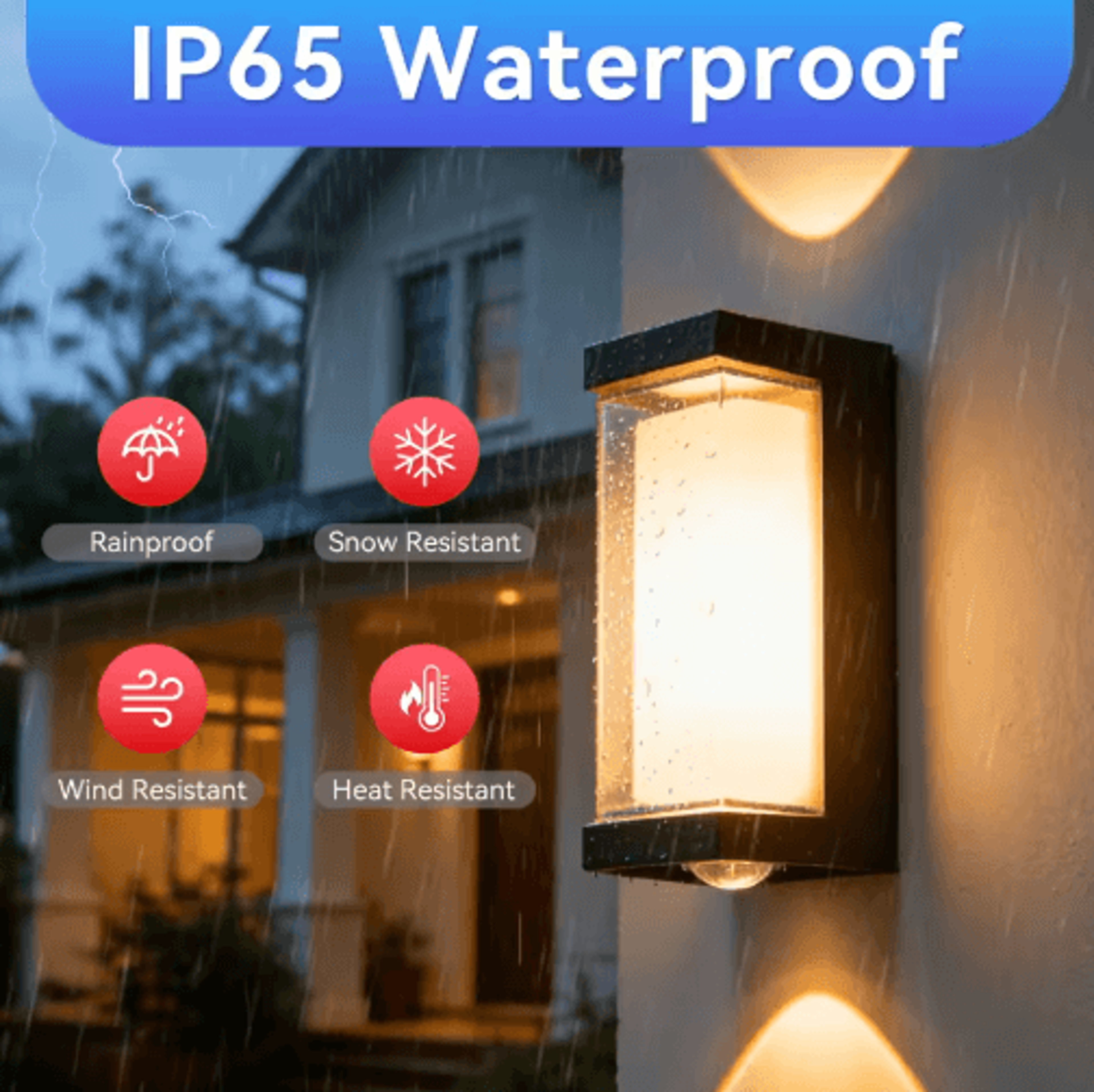 12W Waterproof LED Wall Lamp  IP65 Warm White Outdoor Wall Sconce 4