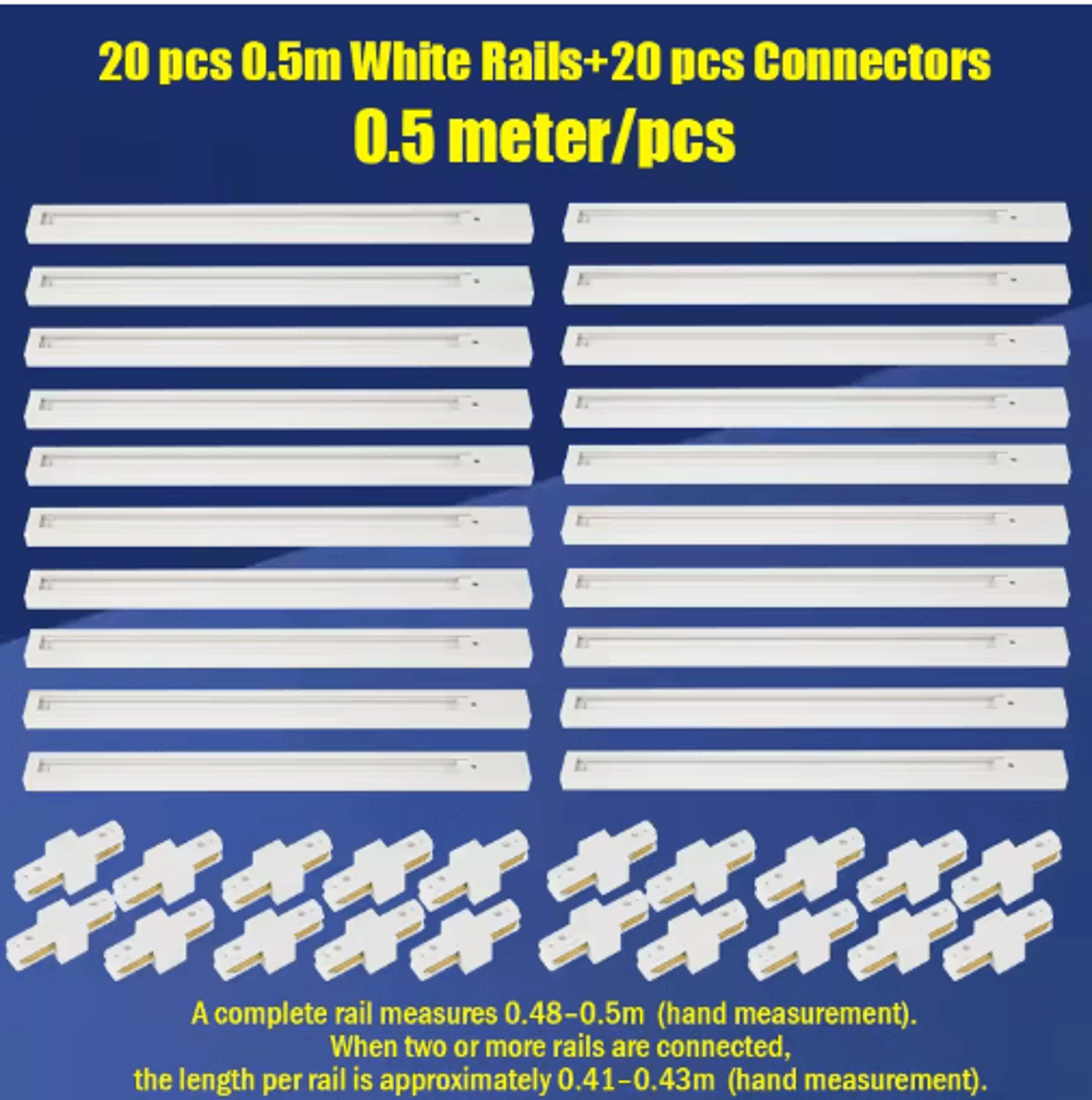20PCS LED Track Rail Kit  05M1M Spotlight Rails  Connectors For Ceiling Lighting 2