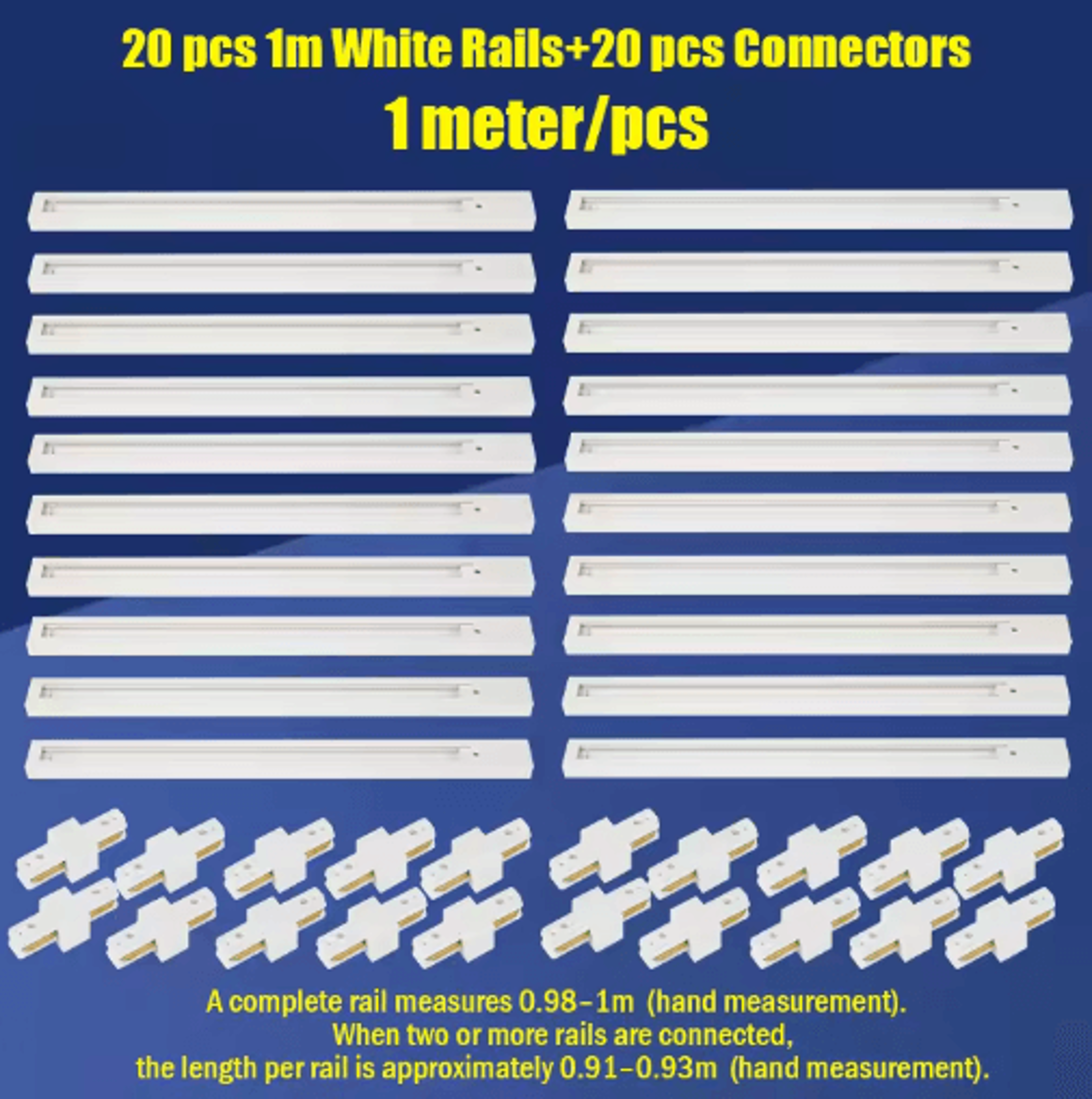 20PCS LED Track Rail Kit  05M1M Spotlight Rails  Connectors For Ceiling Lighting 6