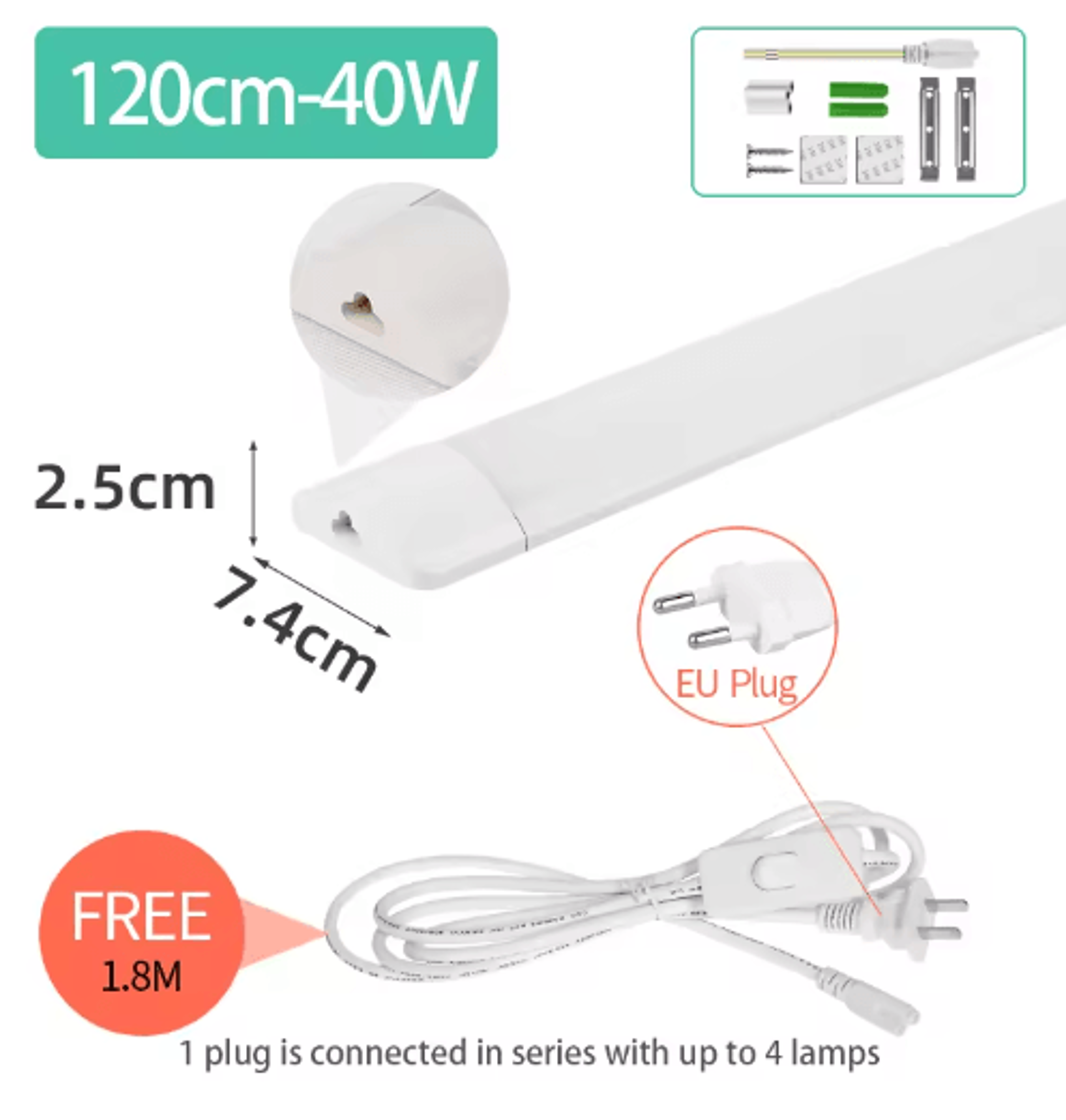 120cm MoistureProof LED Tube Light  100W HighBrightness Industrial  Warehouse Lamp 1