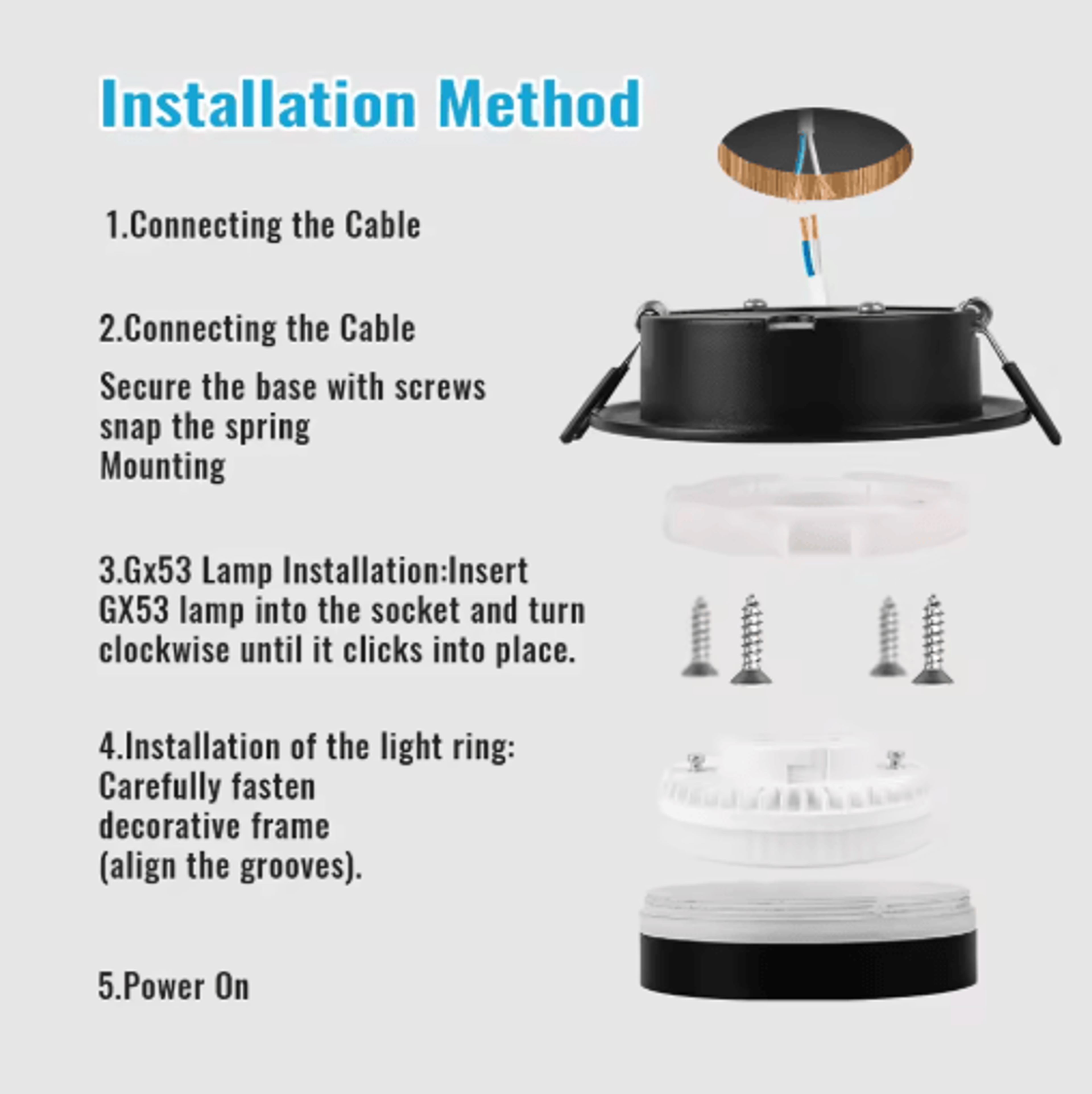 GX53 Recessed LED Ceiling Downlight  Dimmable Spotlight For Modern Homes 10