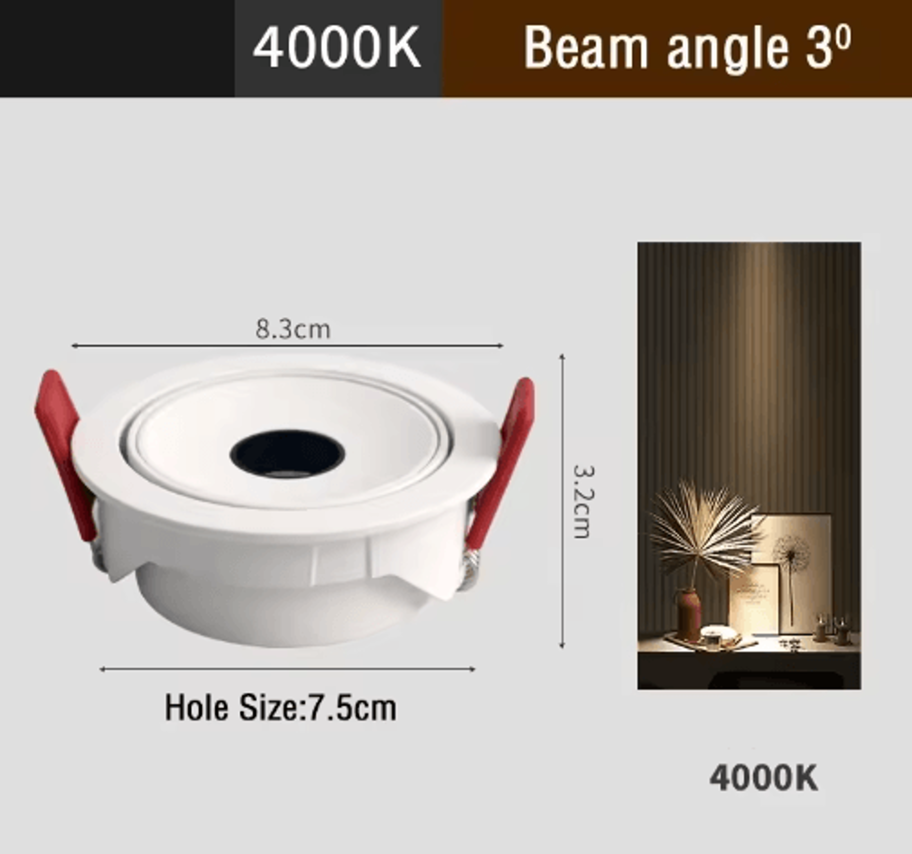 UltraThin Recessed LED Spotlight  3815 Narrow Beam Ceiling Light 6