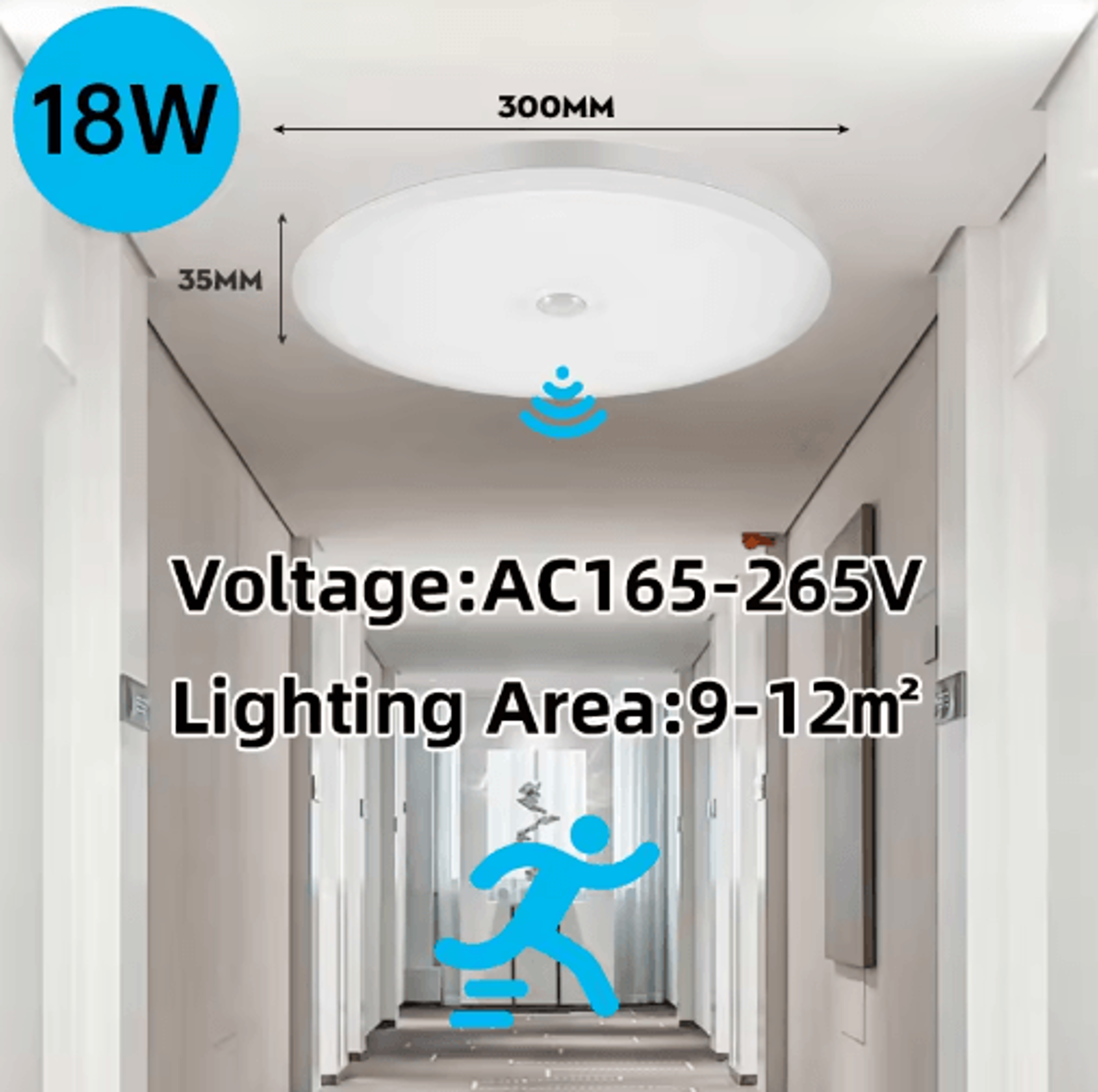 LED Radar Motion Sensor Ceiling Light  Automatic EnergySaving Light For Hallways  Garages 5