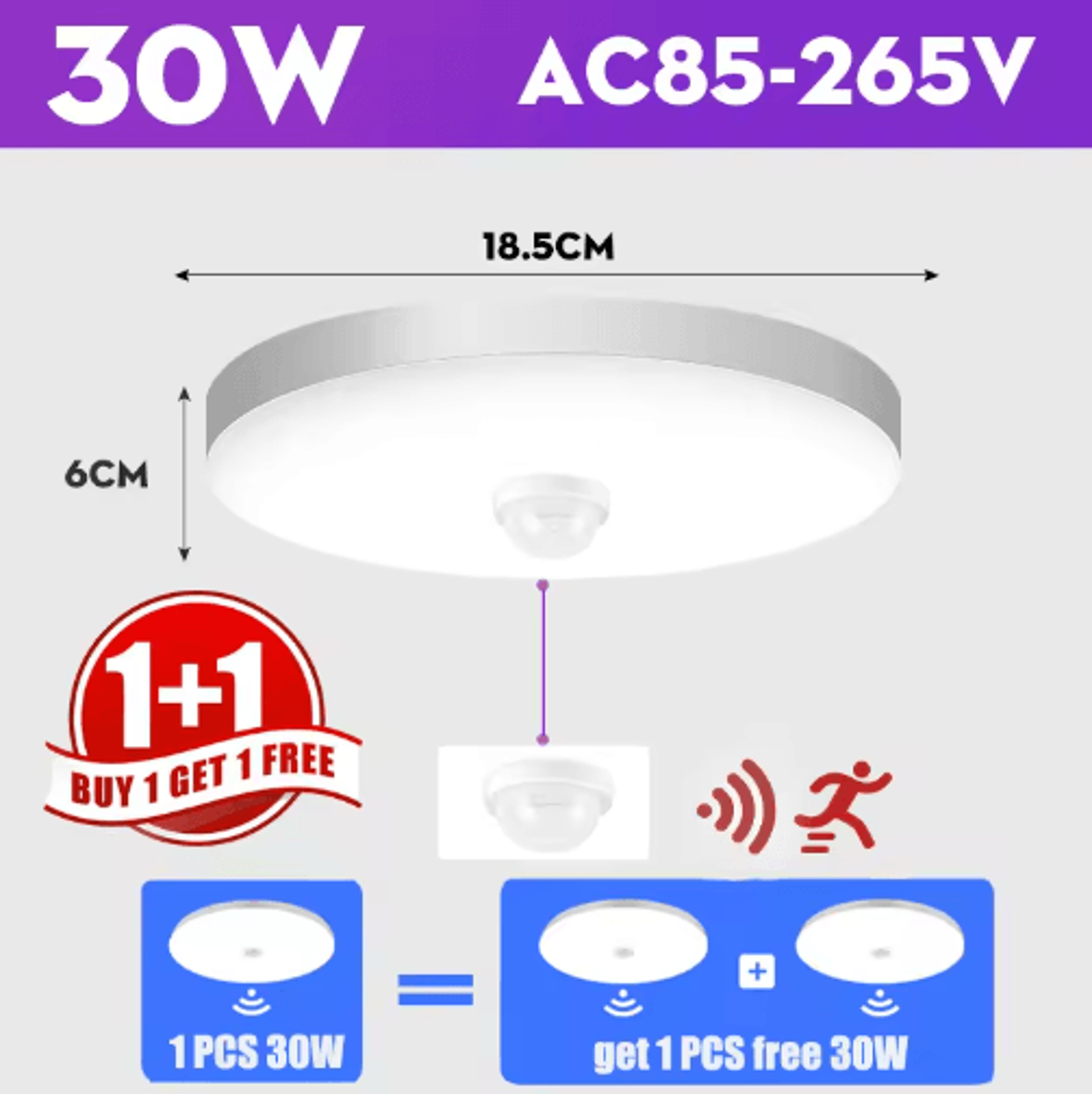 20W30W40W LED Motion Sensor Ceiling Light  Modern Smart Ceiling Lamp 4