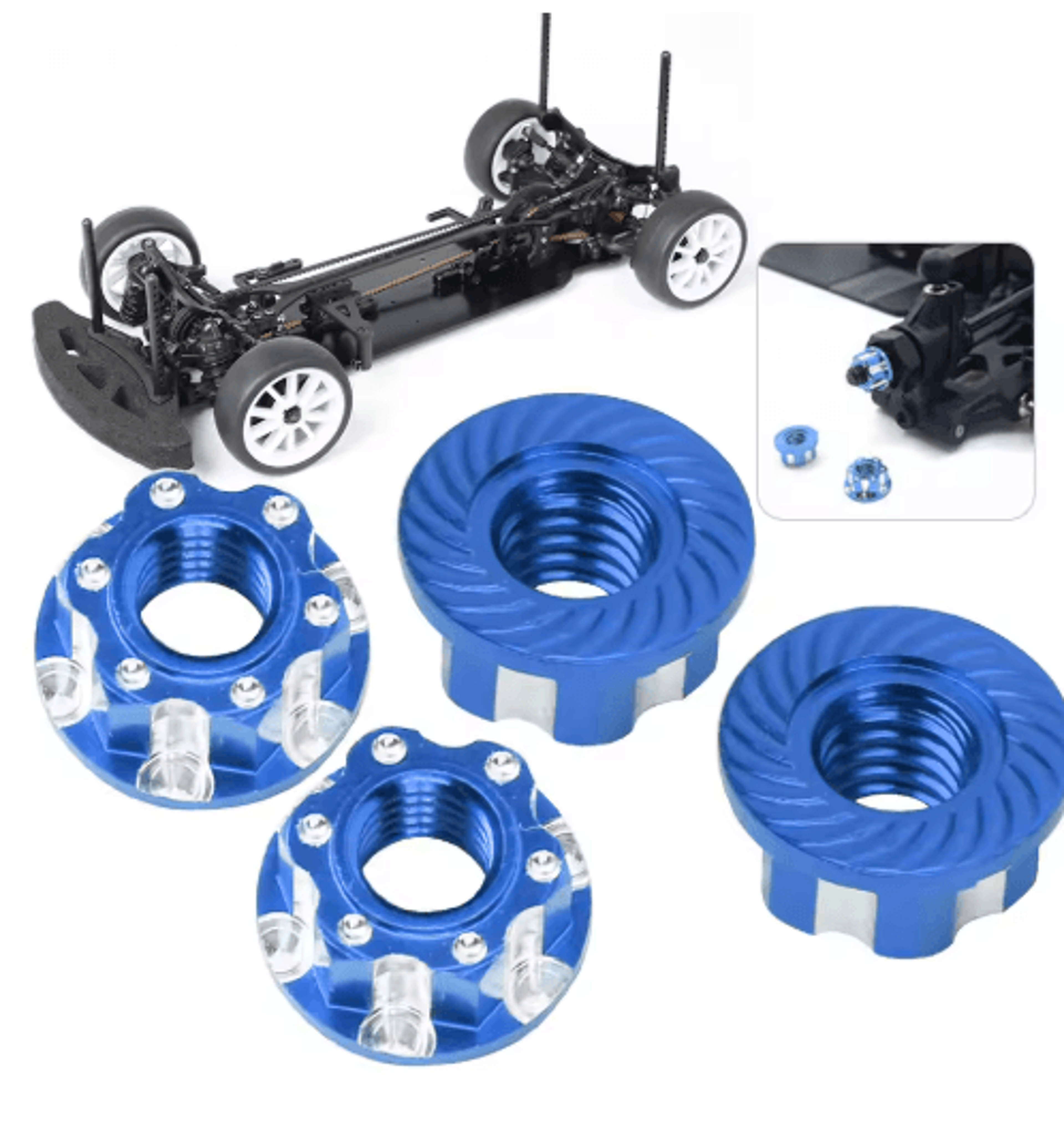 4PCS M4 Aluminum Hex Nuts  Carved Wheel Nuts For 110 RC Cars 6