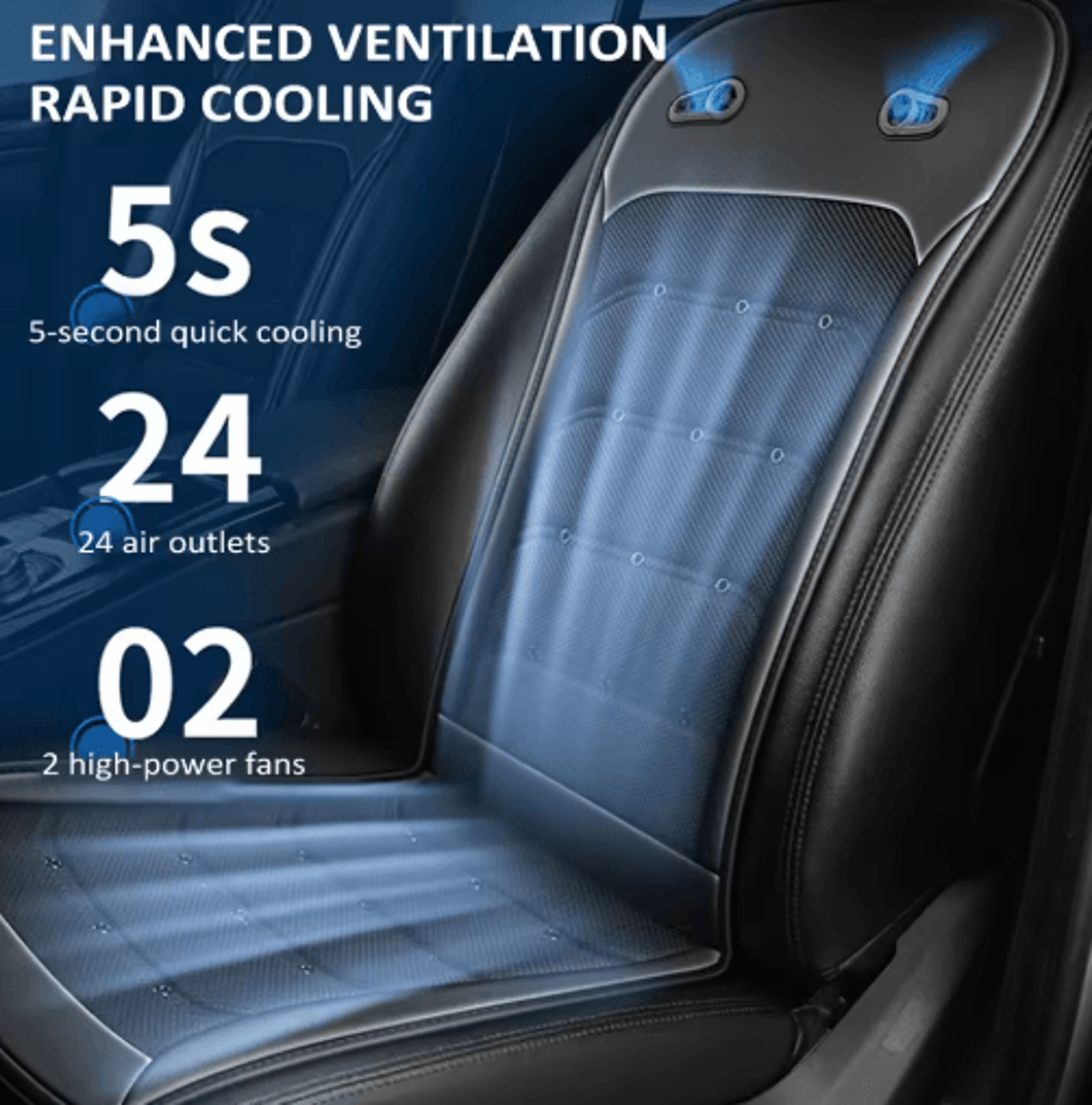 12v/24v cooling car seat cushion – ventilated seat cover with intelligent fans
