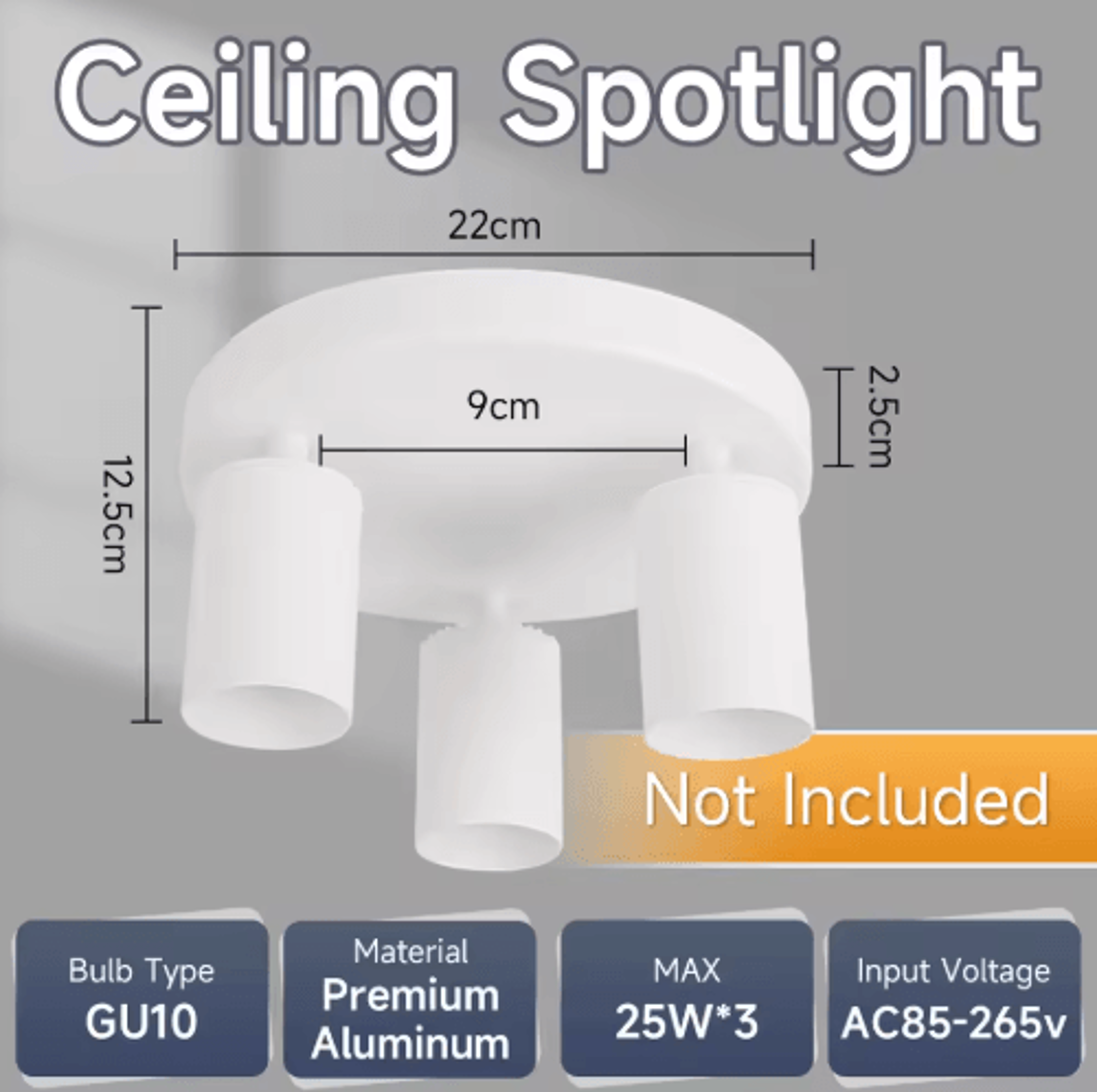GU10 LED Ceiling Spotlight  Modern Replaceable Bulb Track Light For Home 2