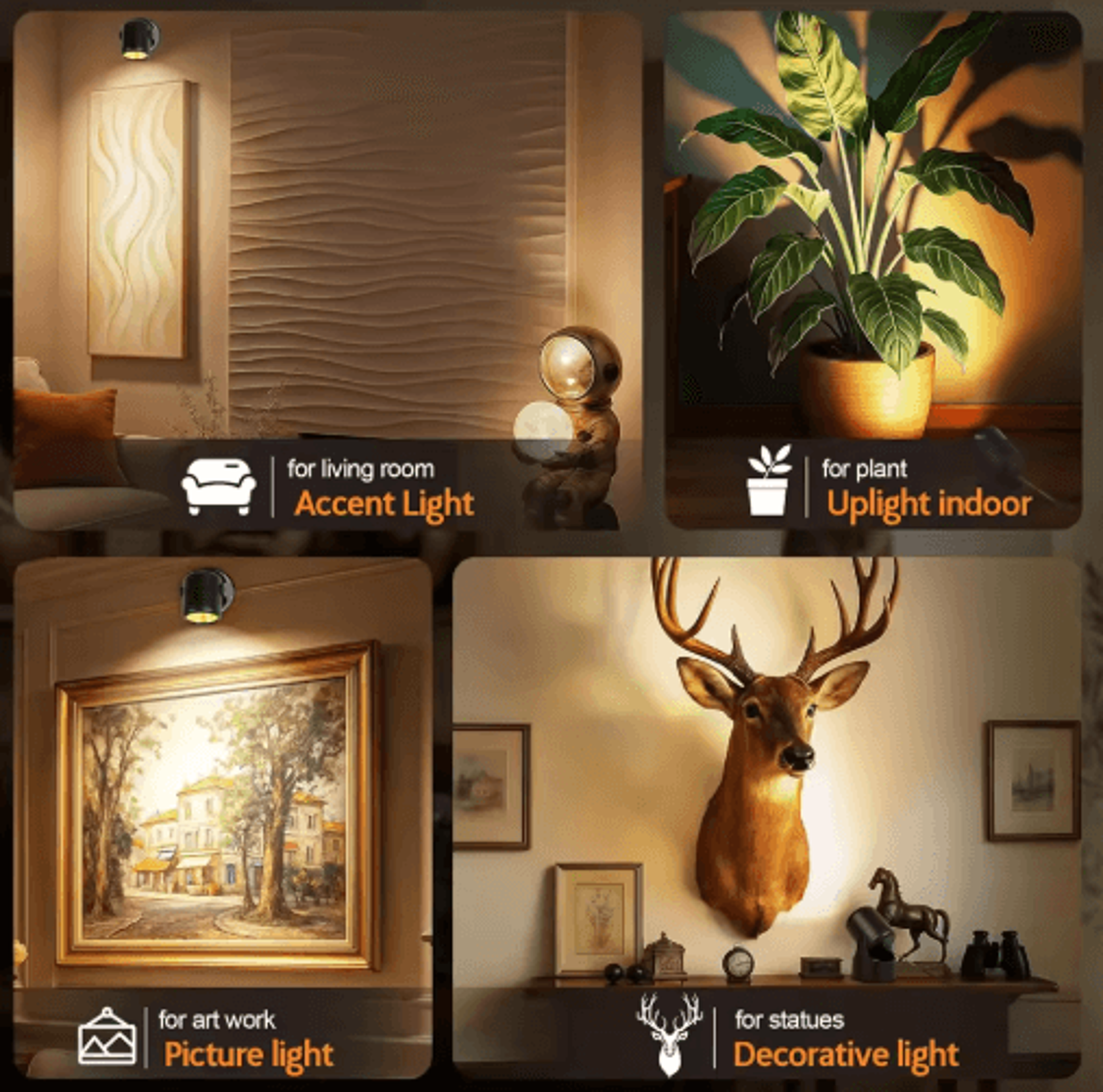 10w led indoor spotlight – remote control dimmable accent light for plants & artwork