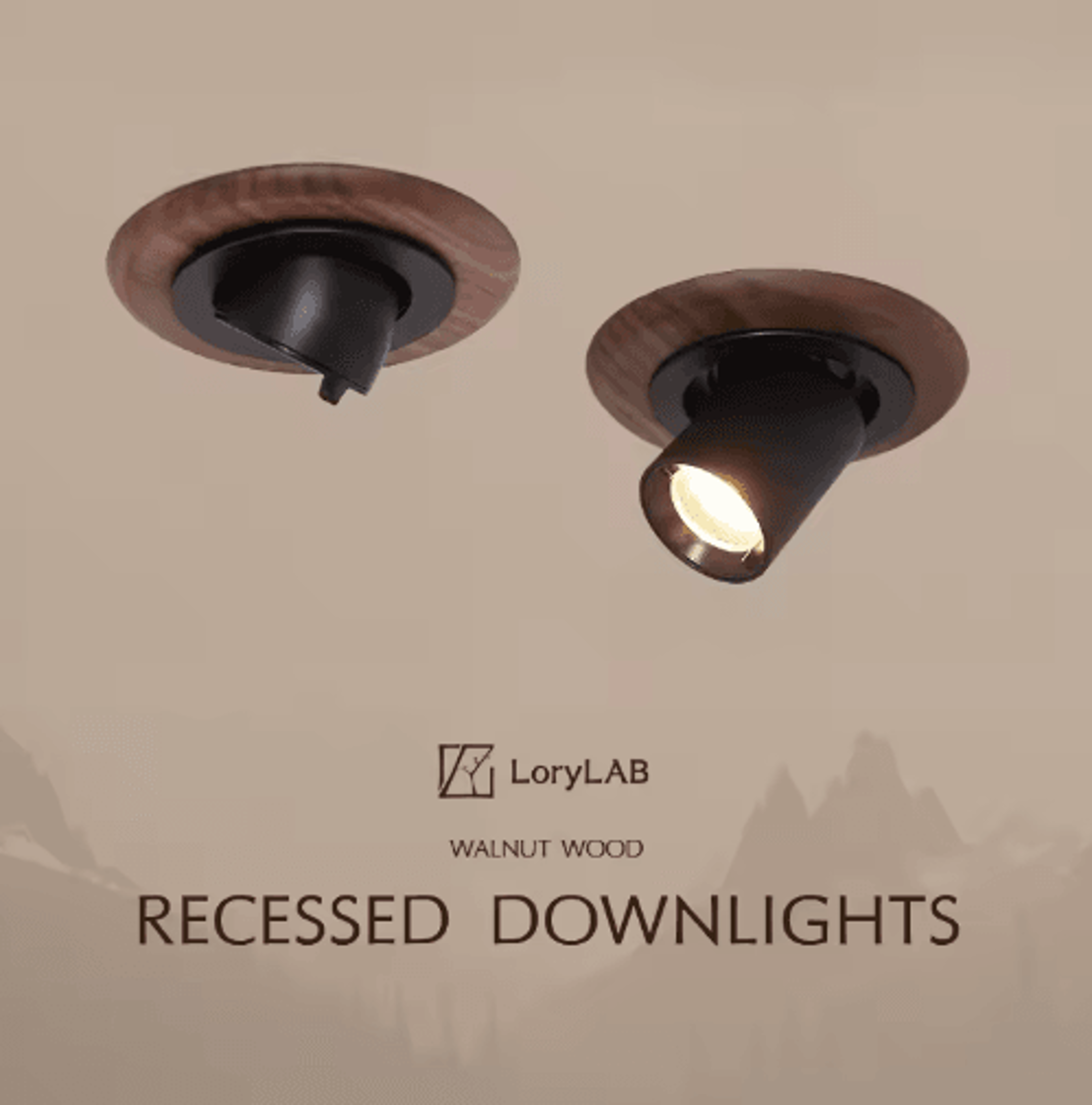 walnut wood recessed spotlight – rotatable wabi-sabi wall wash ceiling light