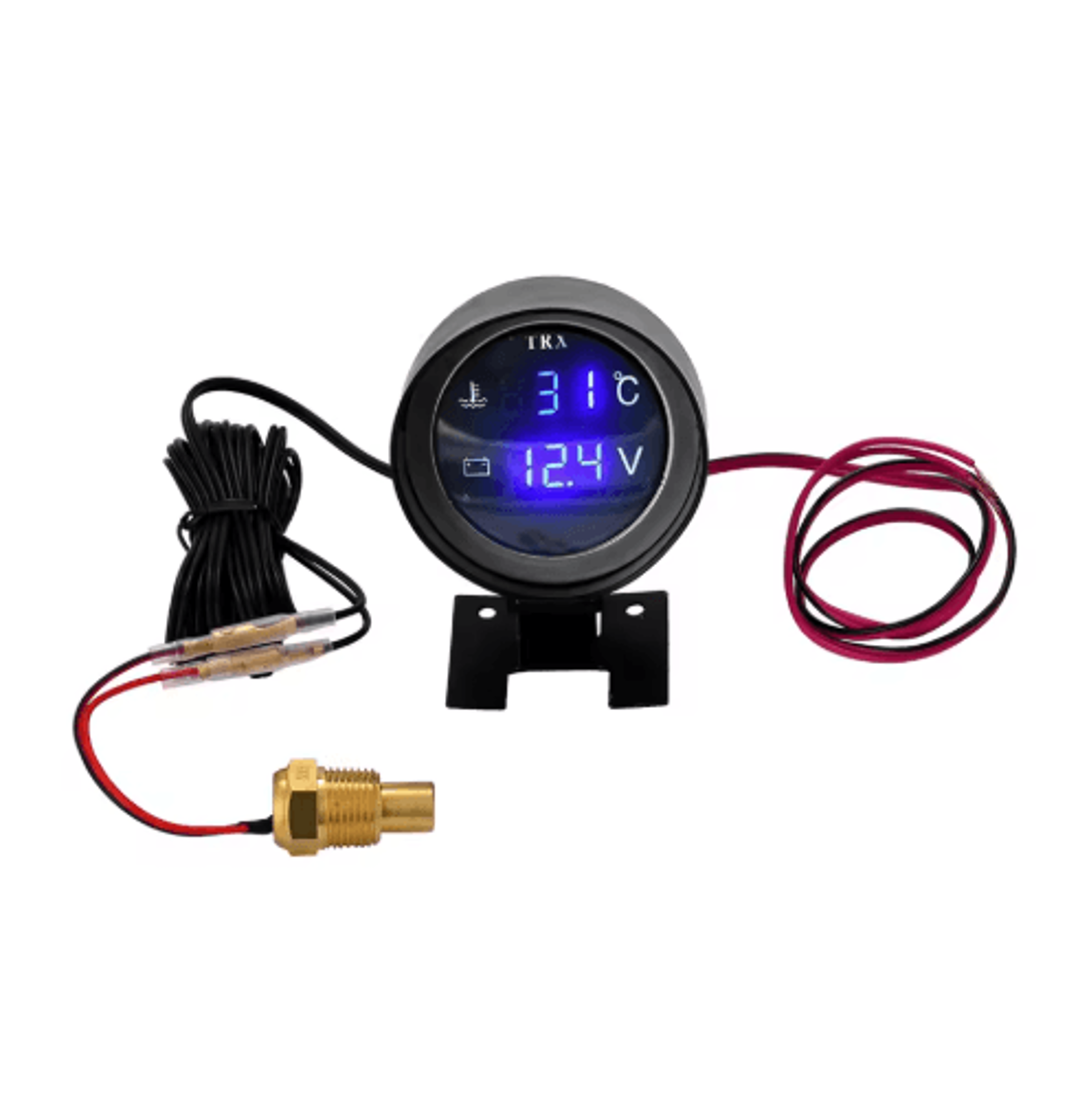 2-in-1 led digital water temperature & voltage gauge – 12v/24v car and motorcycle meter
