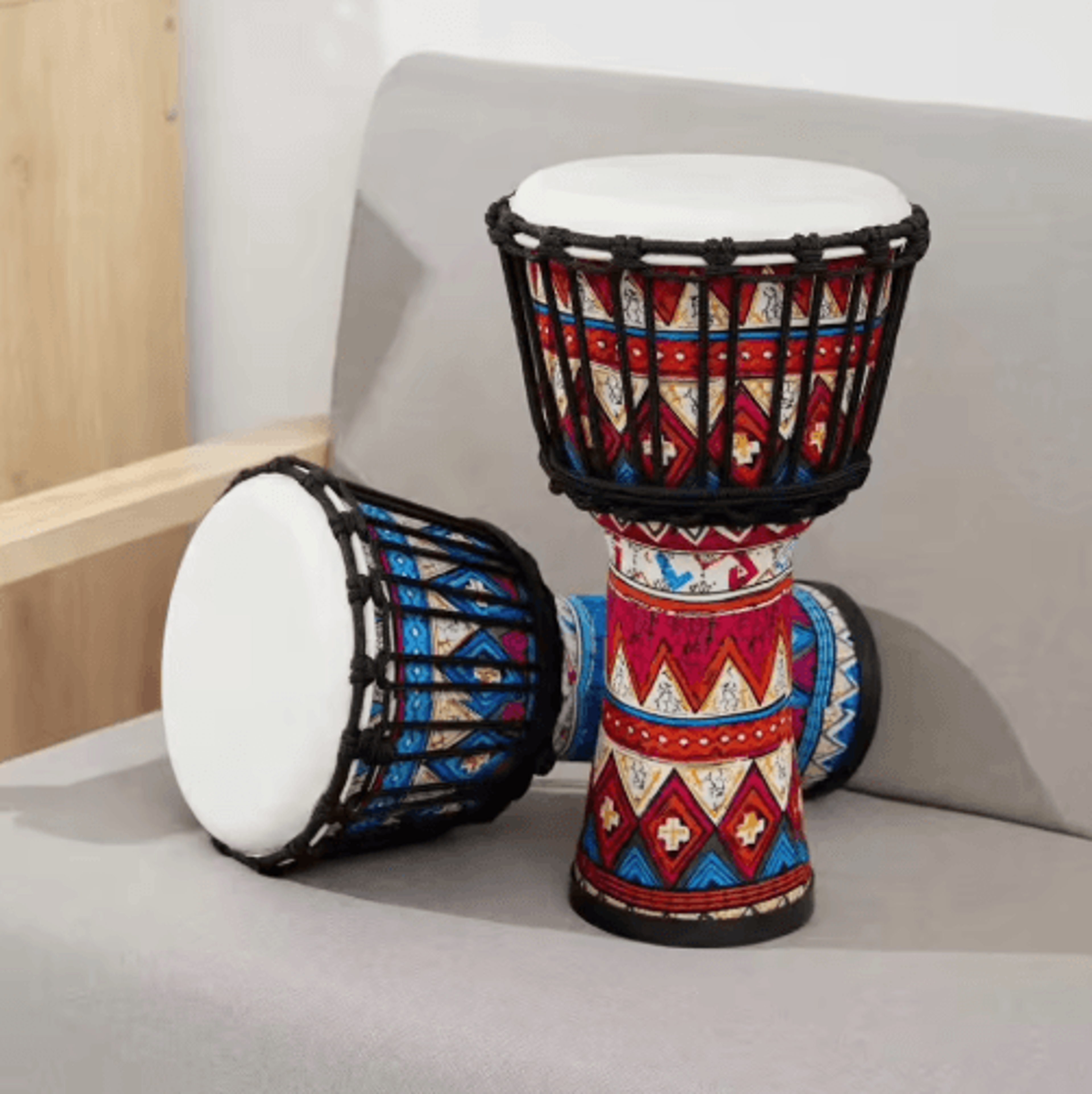 8Inch African Djembe Hand Drum  Portable Percussion Instrument With Colorful Patterns 4