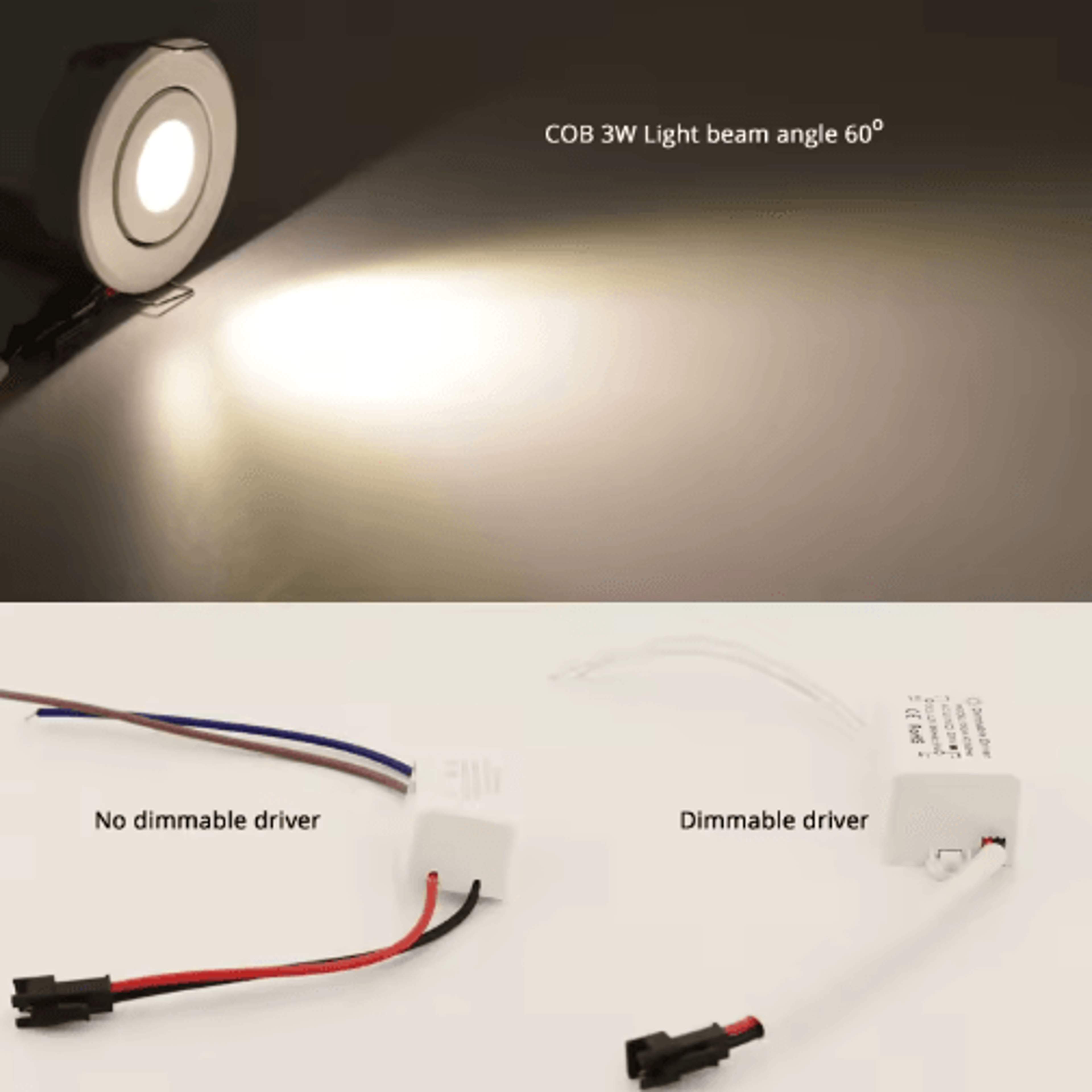 3w mini cob led downlight – dimmable recessed ceiling and cabinet spotlight