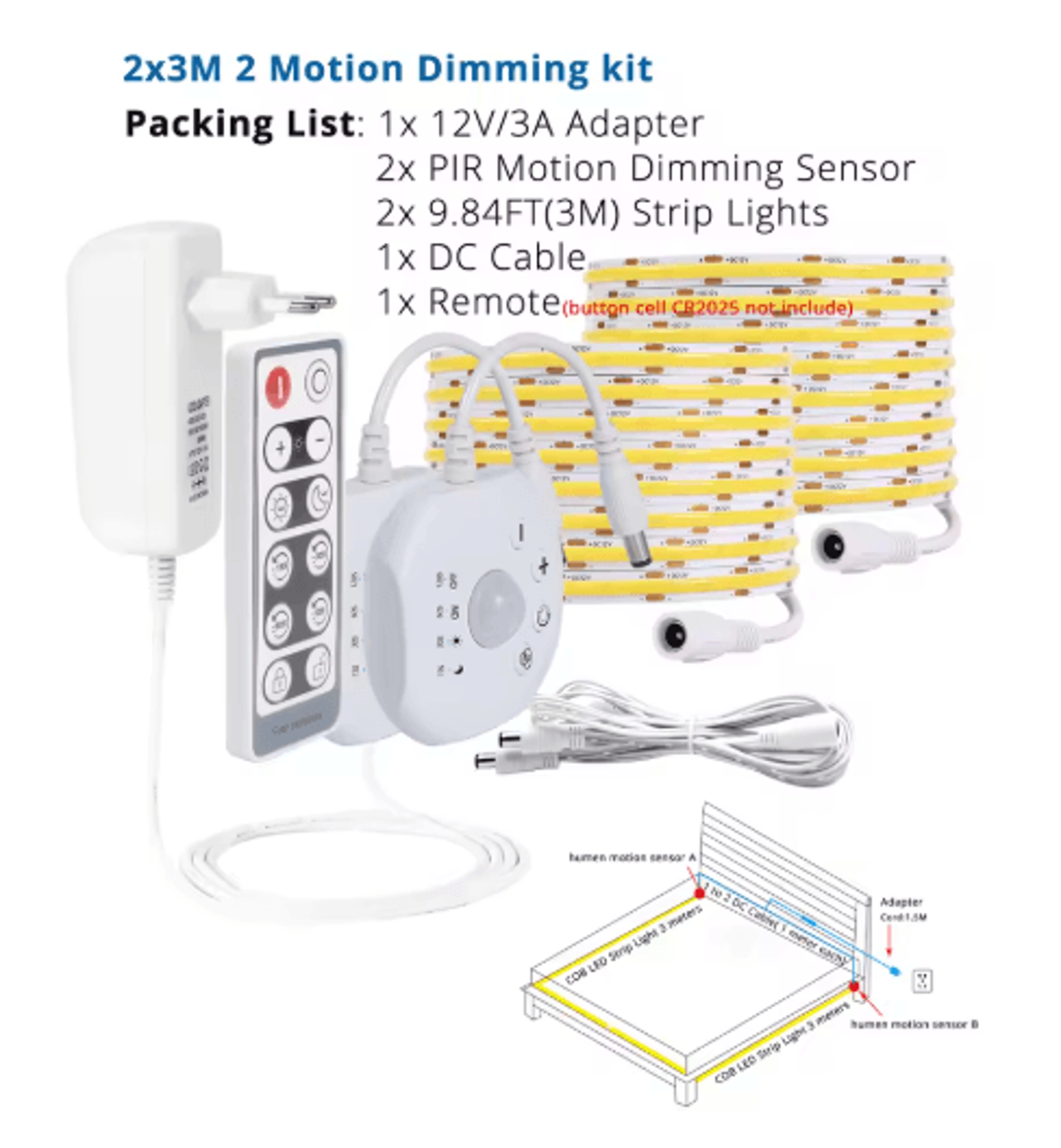 Motion Sensor LED Strip Light Kit  Automatic UnderBed And Stair Lighting 5