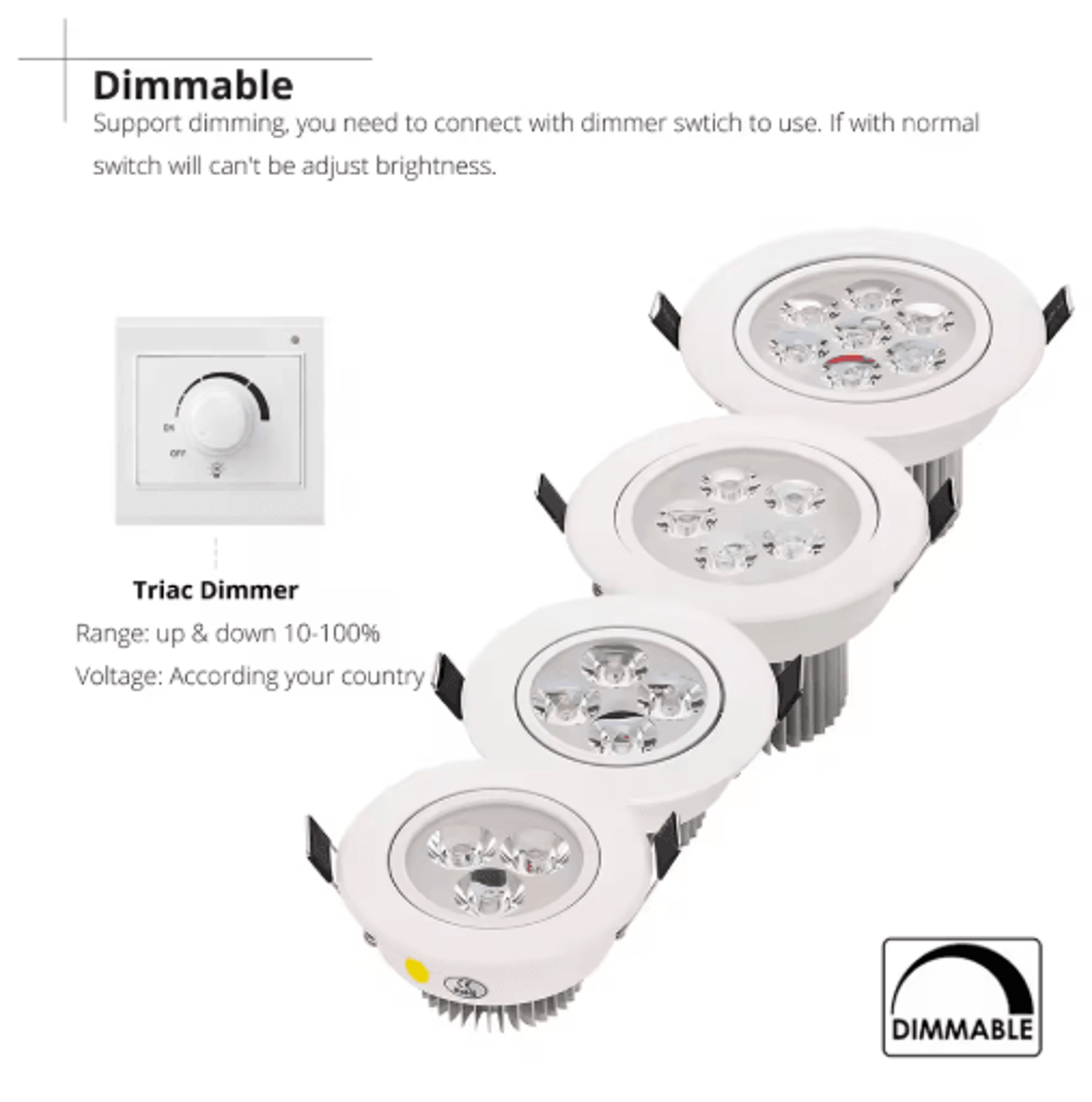 Recessed LED Ceiling Downlight  70mm 90mm Cutout Spotlight 3