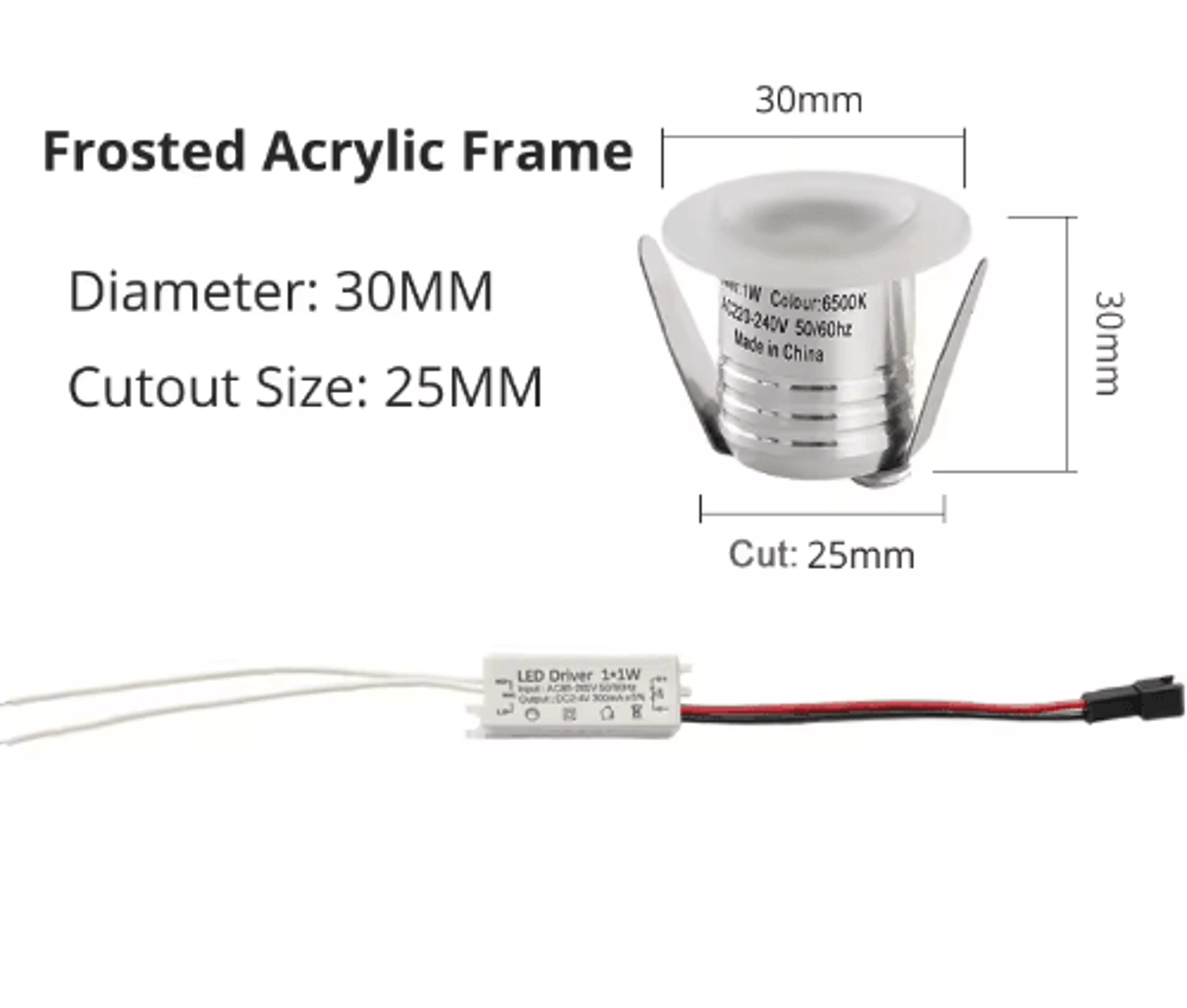 1W Mini LED Recessed Spotlight  20mm Cabinet And Display Light 1
