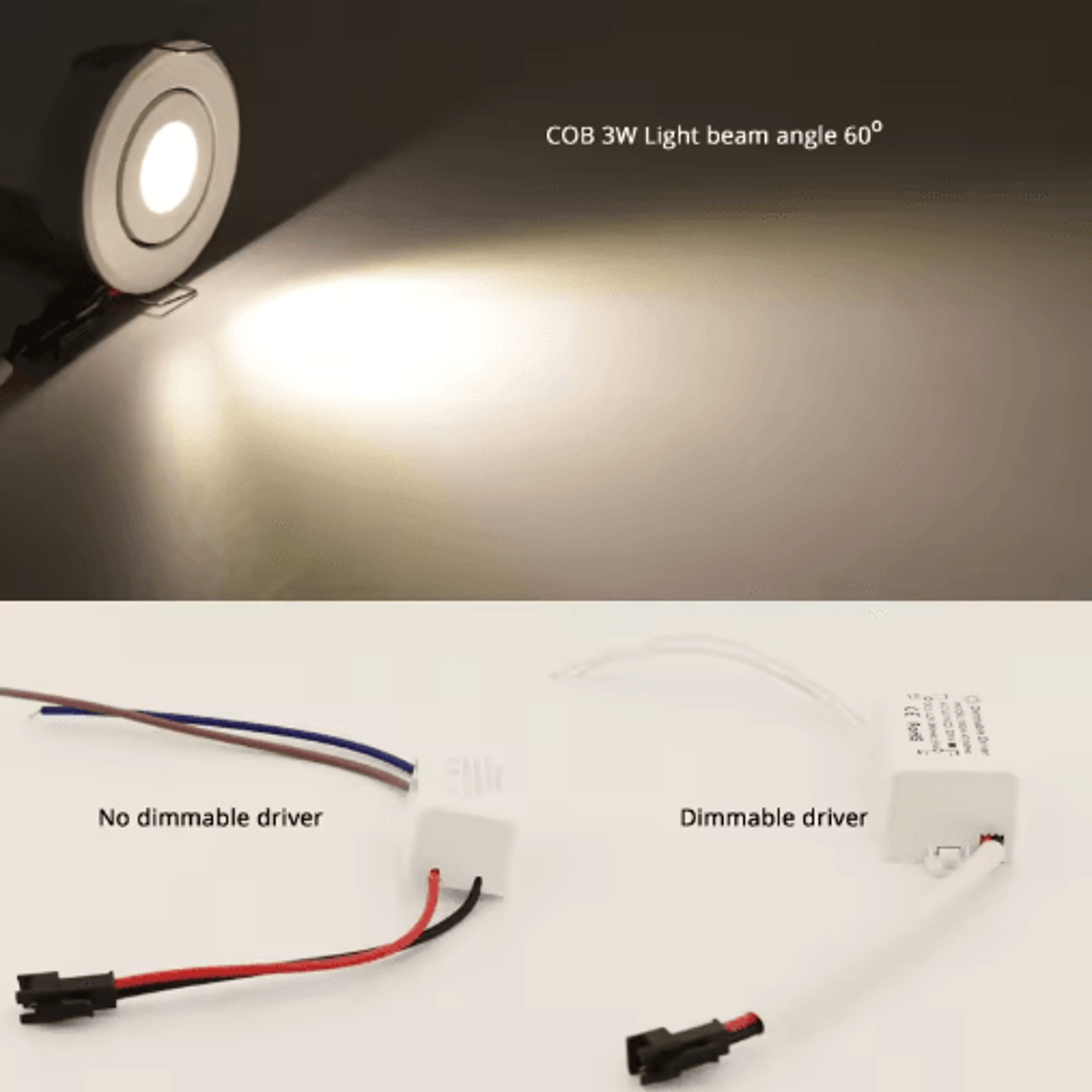 3W Mini COB LED Downlight  Dimmable Recessed Spotlight 30mm 6