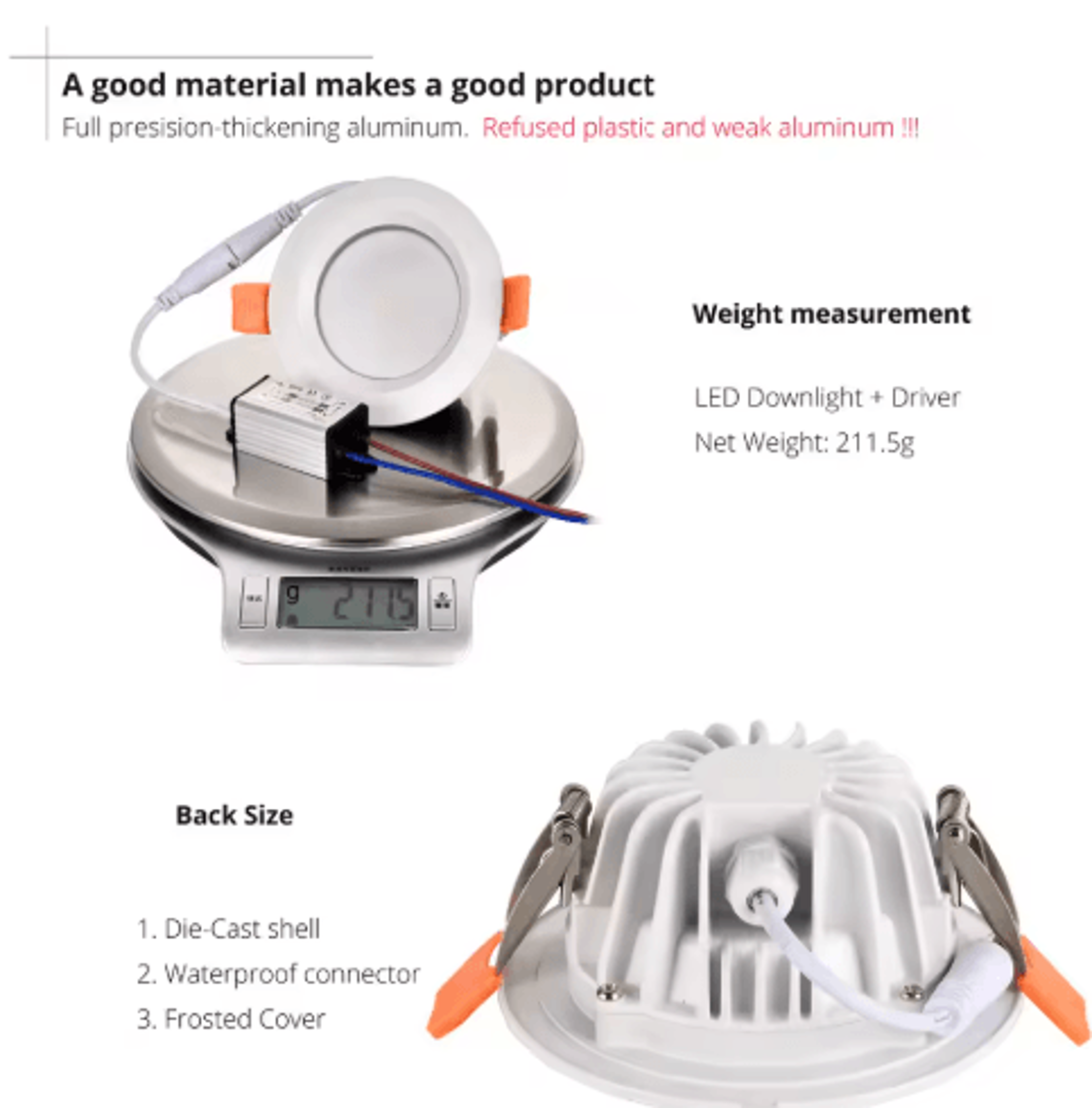 IP65 Waterproof LED Downlight 5W To 15W Recessed Ceiling Spotlight 3