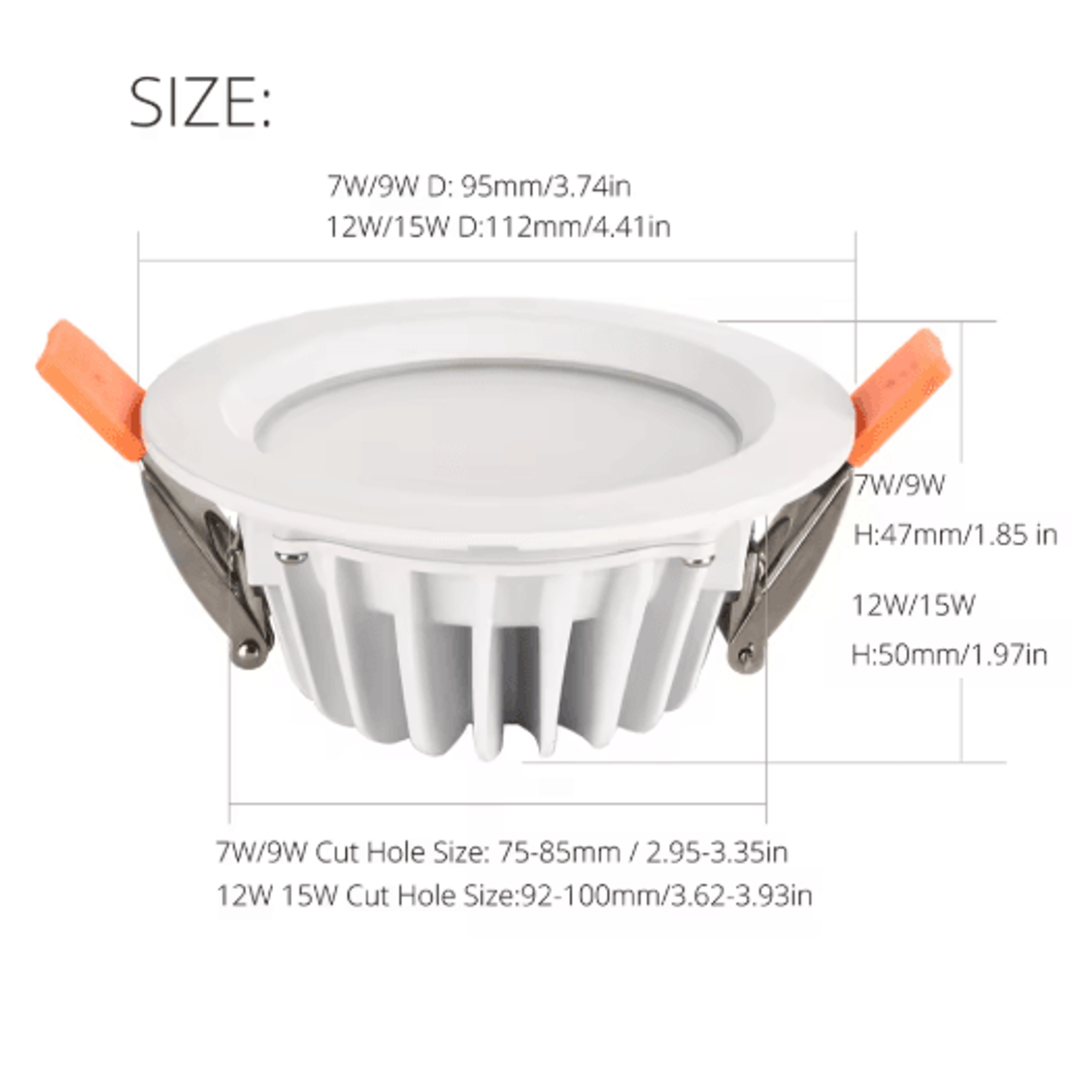 IP65 Waterproof LED Downlight 5W To 15W Recessed Ceiling Spotlight 5