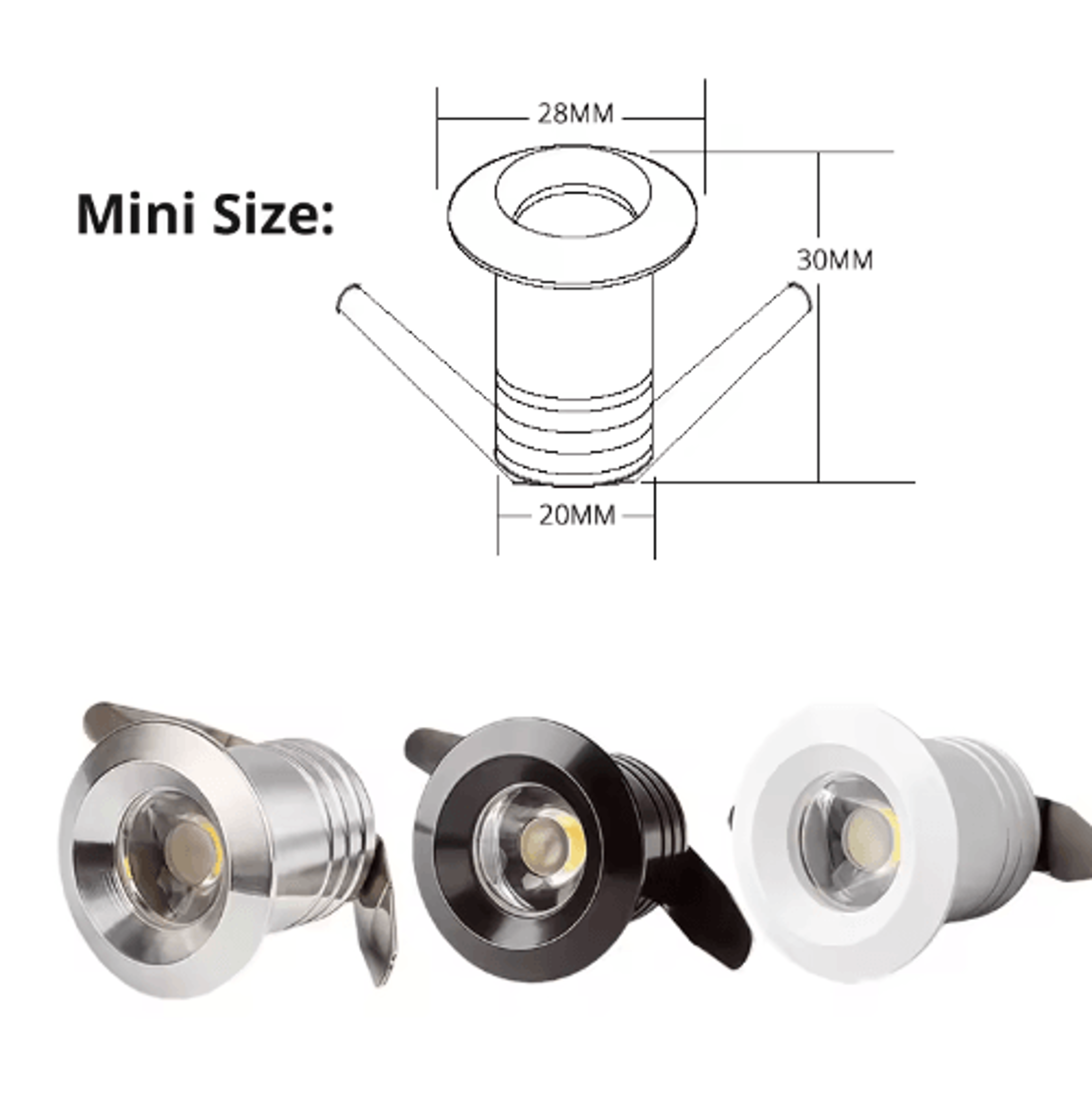 1W Mini LED Recessed Spotlight  20mm Dimmable Aluminum Downlight 8