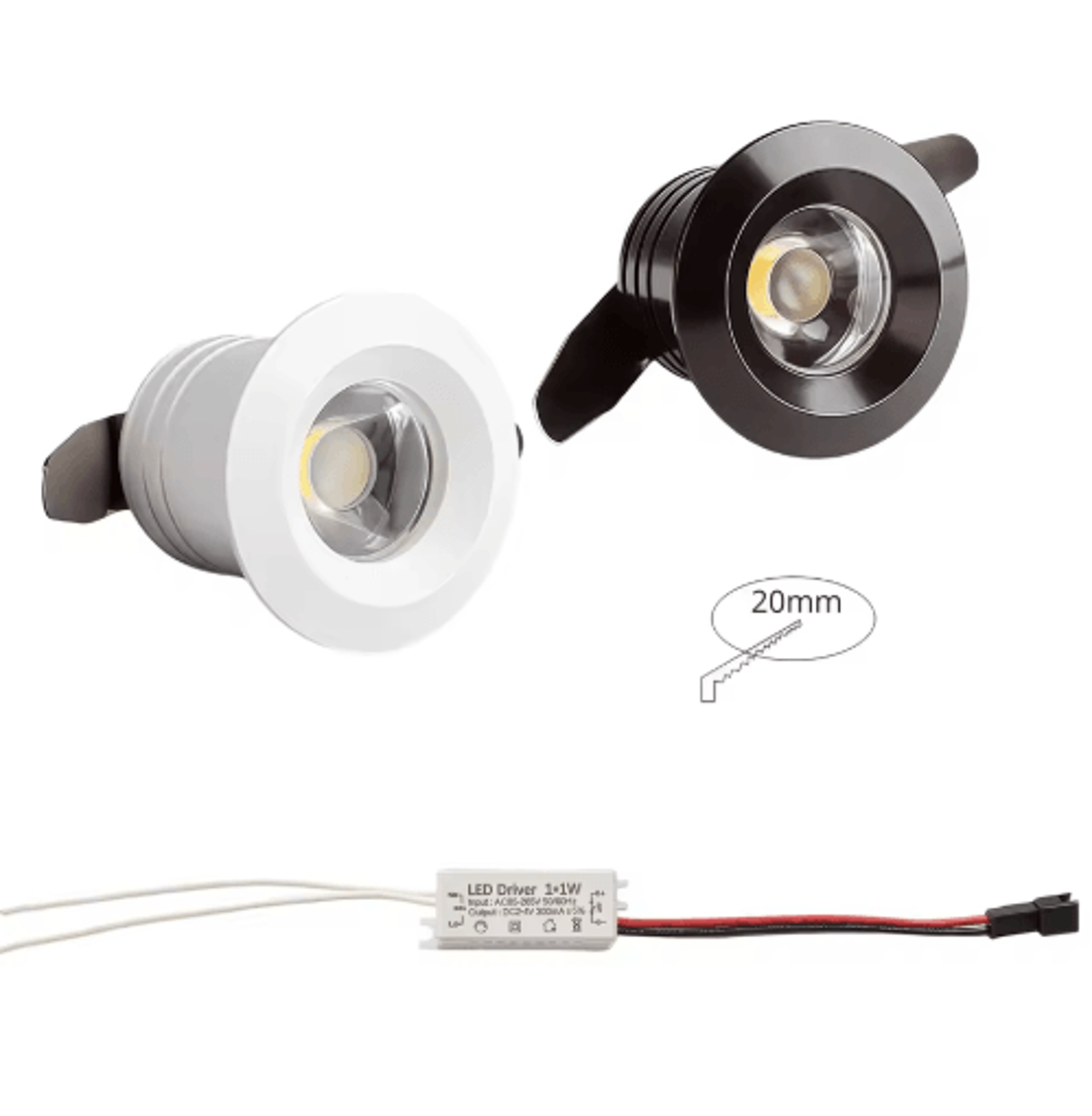 1w mini led recessed spotlight – 20mm dimmable aluminum downlight