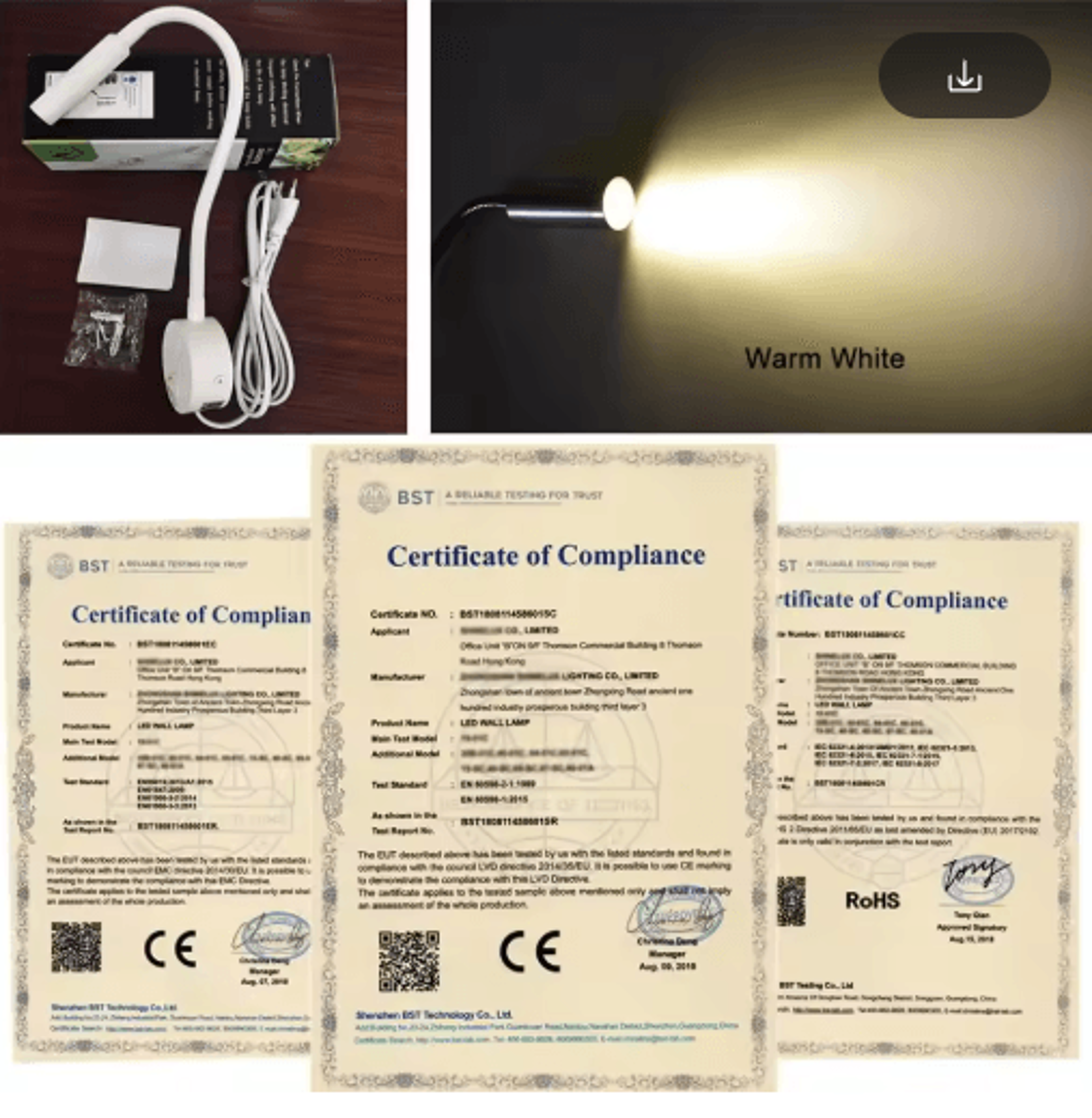 2Pack 3W LED Wall Reading Lamps  Modern Bedside Lights With EU Or US Plug 9