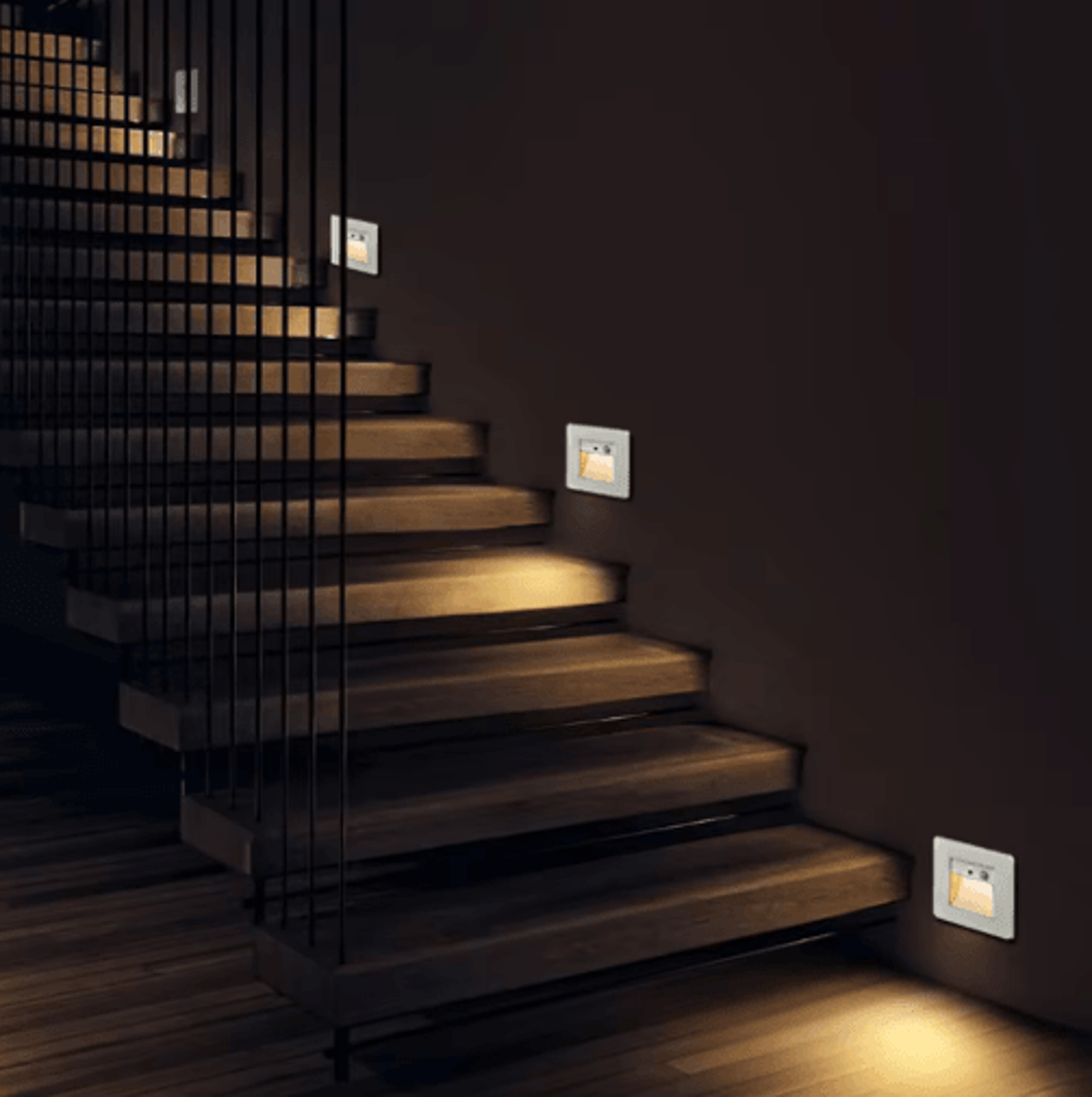 LED Motion Sensor Night Light  2W3W Recessed Stair Step Wall Lamp 9