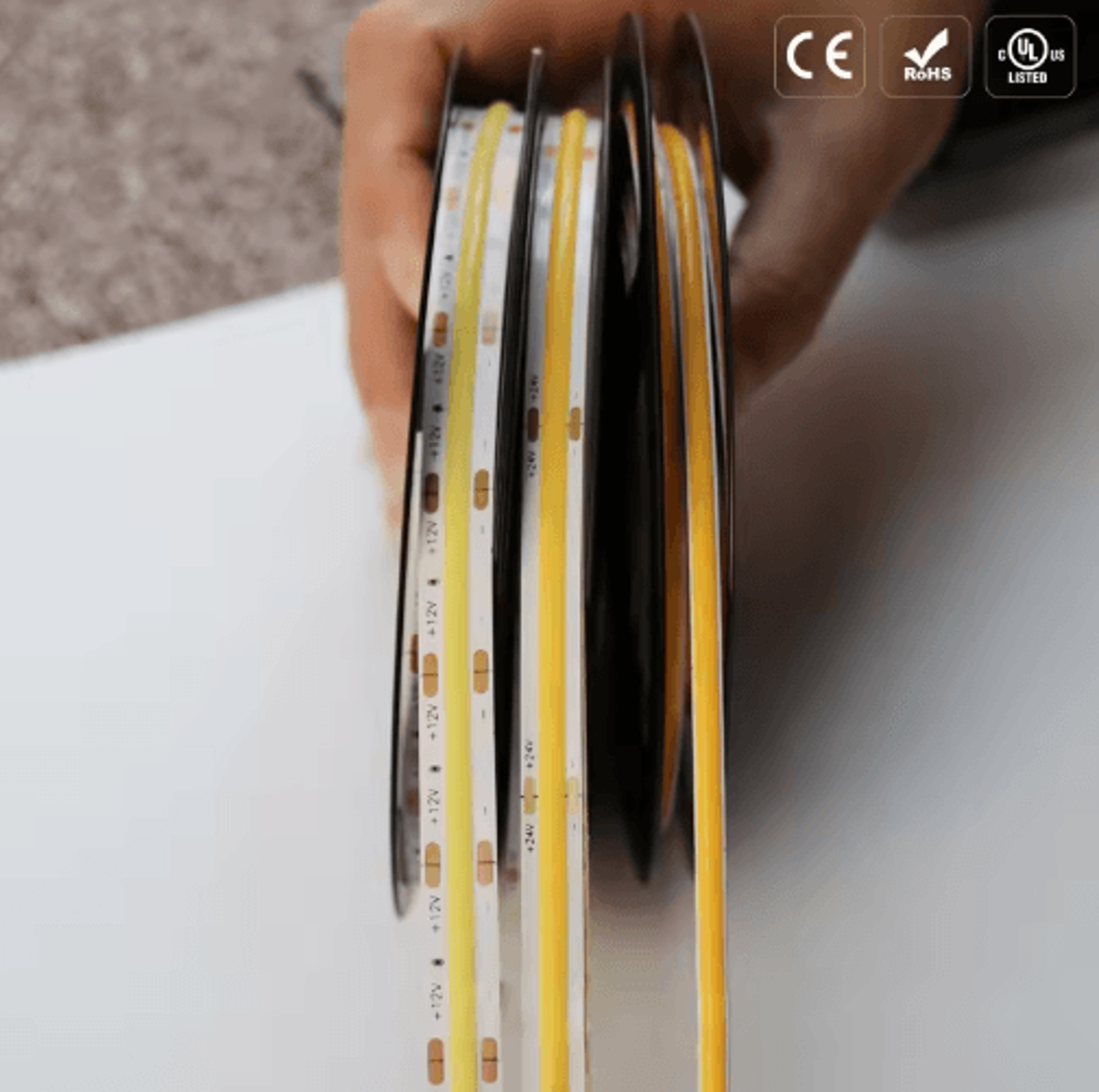 12v cob led strip light – 480 leds/m flexible neon tape for home decor