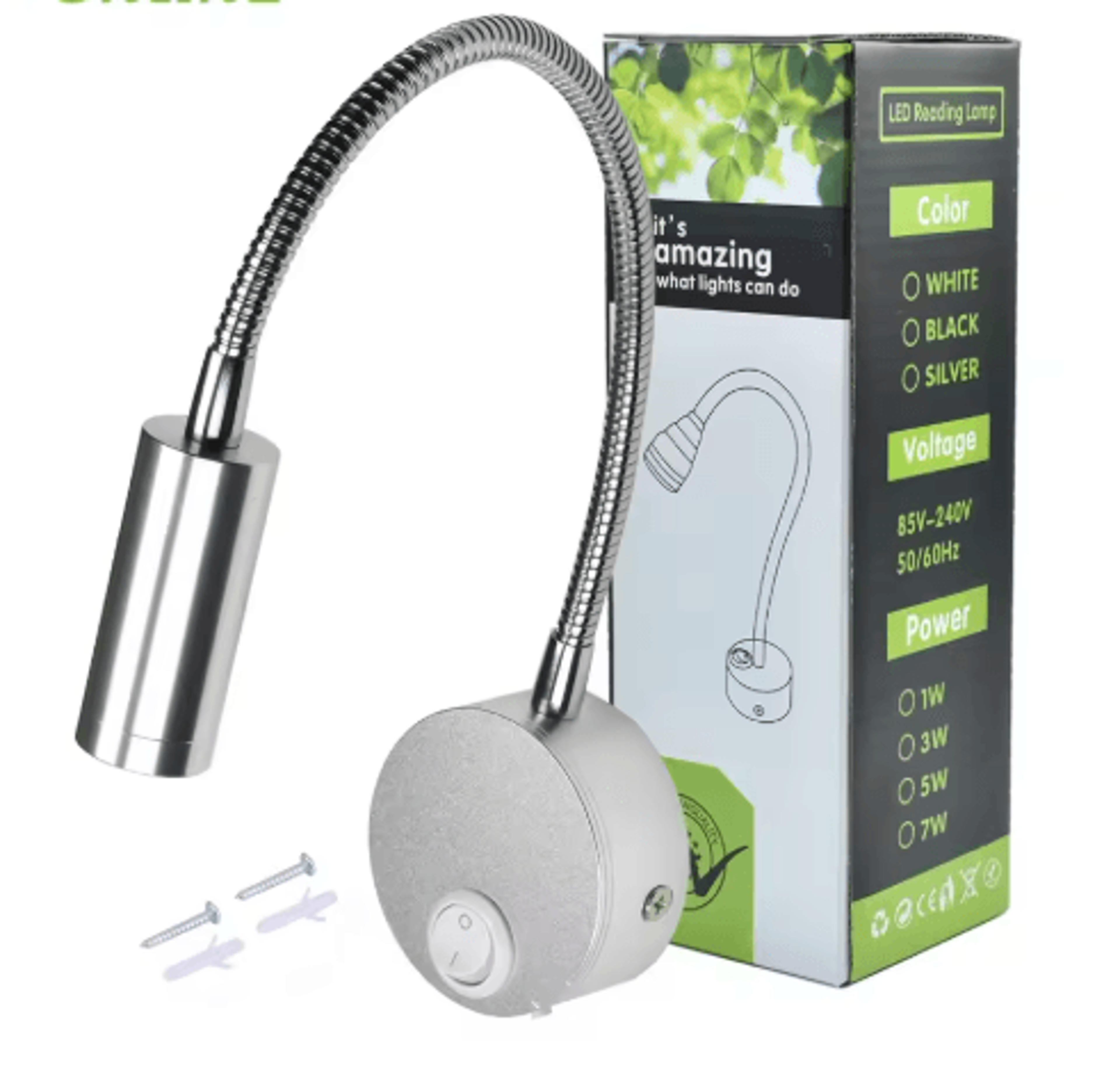 3w flexible led wall reading lamp – modern bedside light with switch