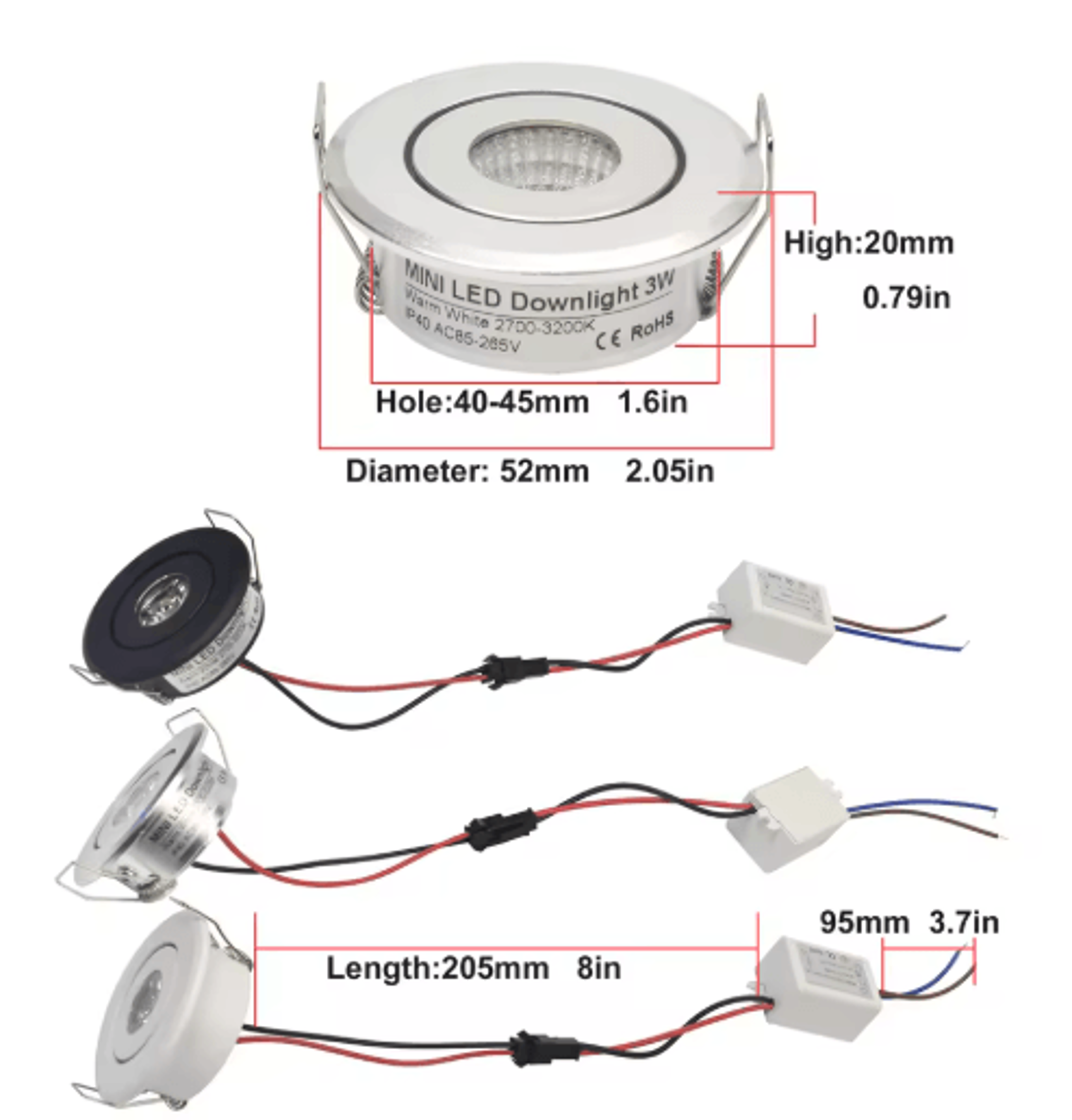 10PCS Mini LED Recessed Downlights  1W3W Aluminum Ceiling Spotlights 11