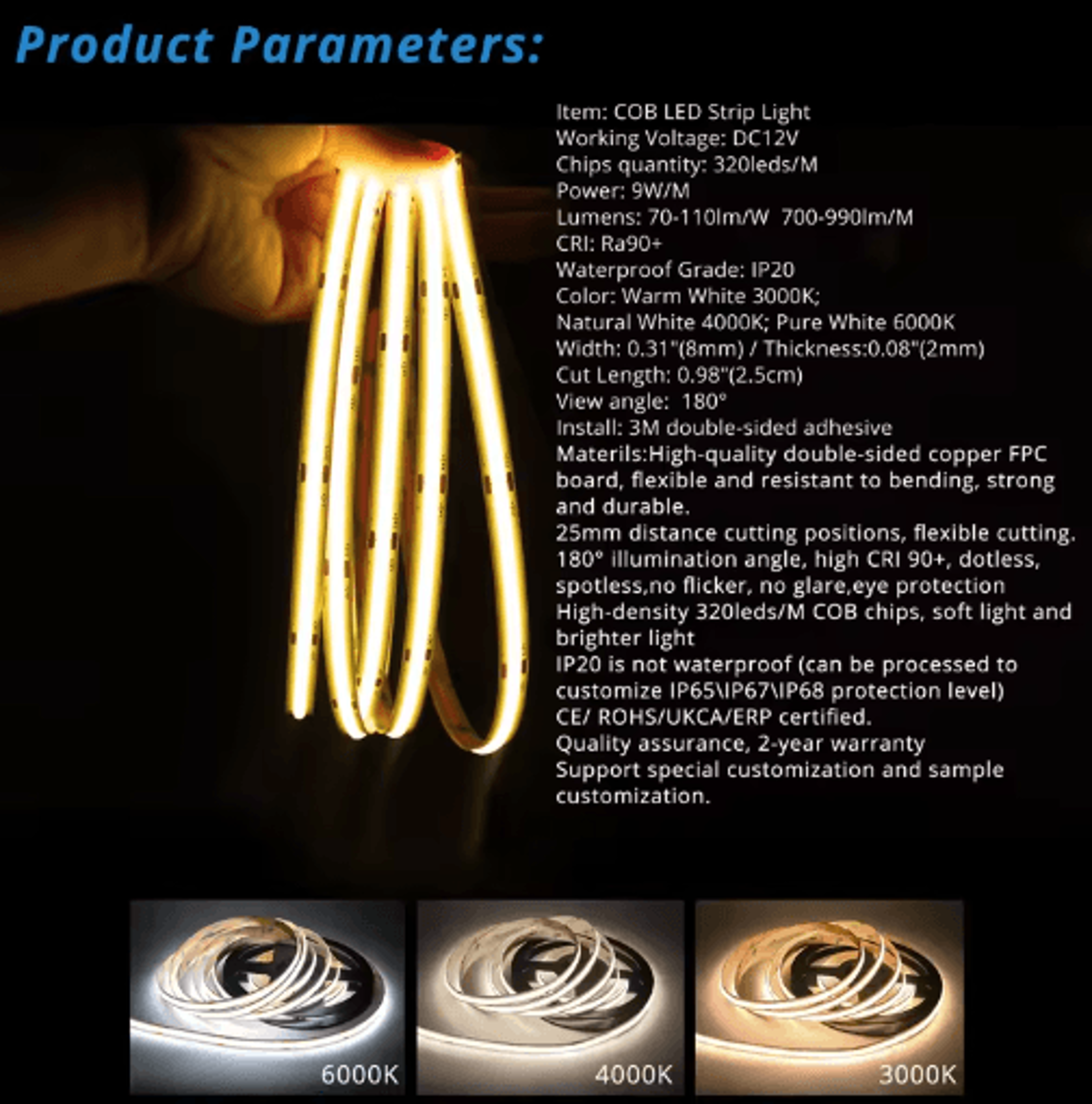 Dimmable LED Under Bed Light Strip  PIR Motion Sensor With Remote Control 8