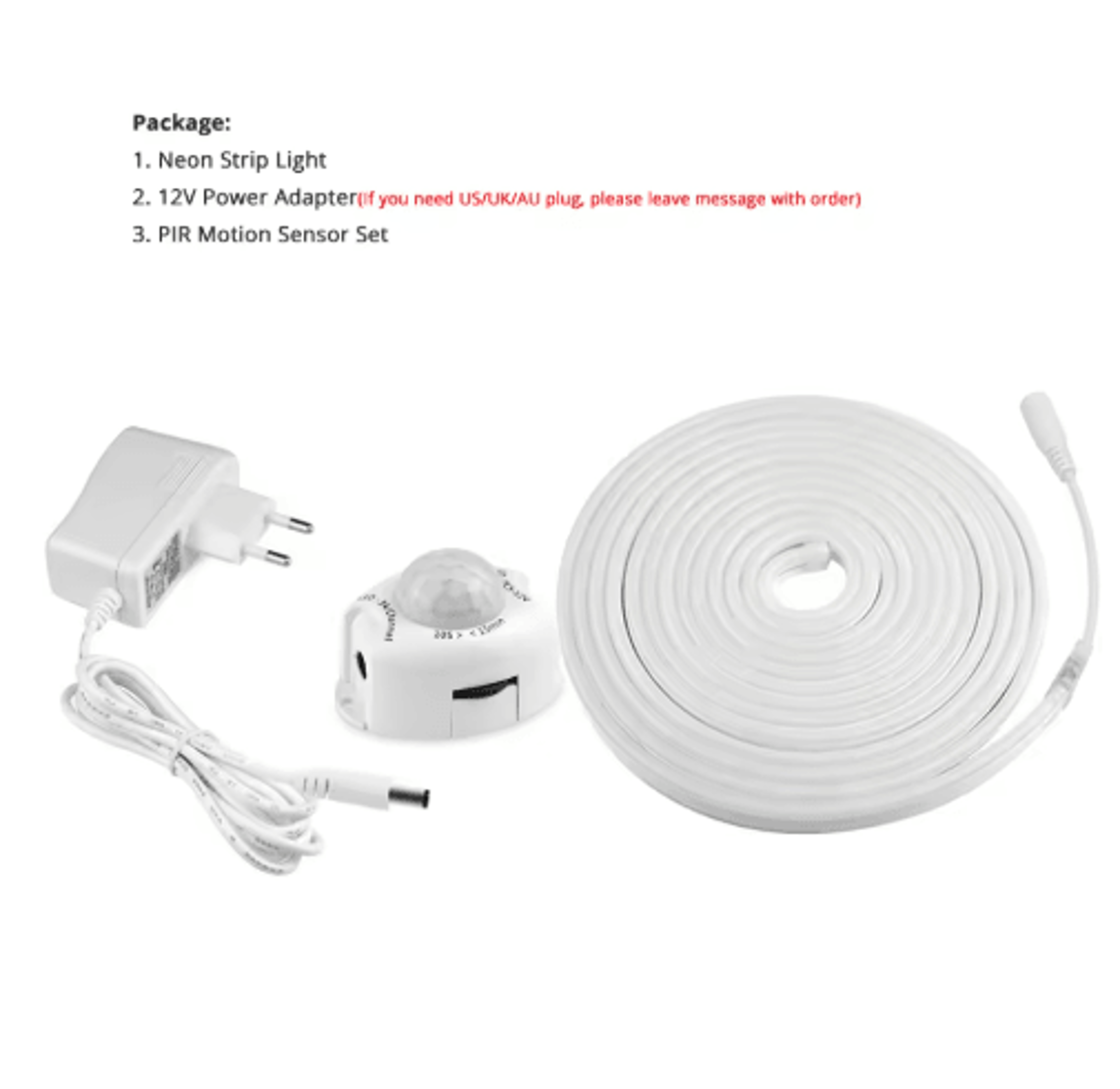 6mm Flexible LED Neon Strip Light  Dimmable Sensor Lighting Kit With Power Adapter 5