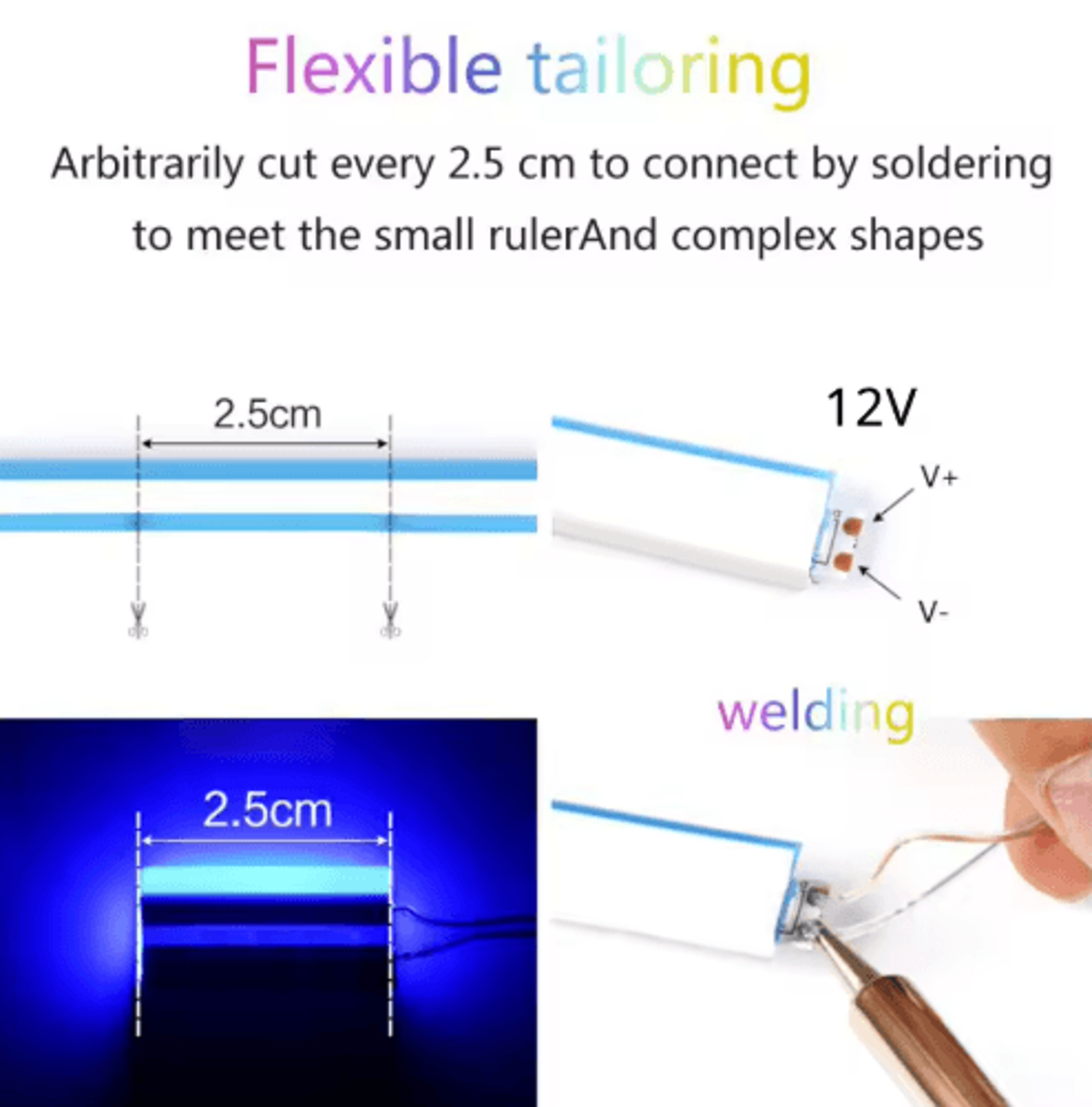 6mm Flexible LED Neon Strip Light  Dimmable Sensor Lighting Kit With Power Adapter 8