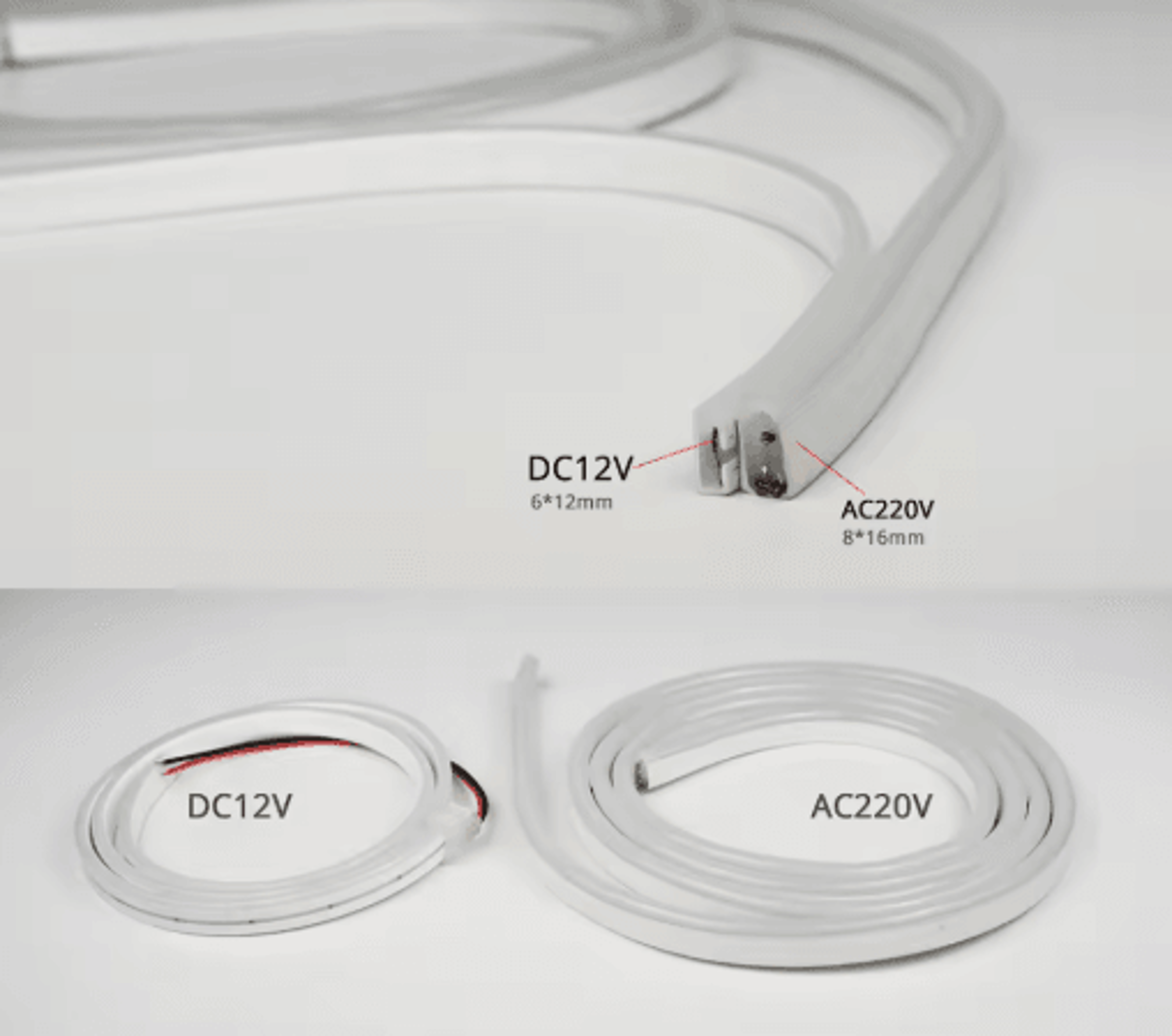 6mm Flexible LED Neon Strip Light  Dimmable Sensor Lighting Kit With Power Adapter 11