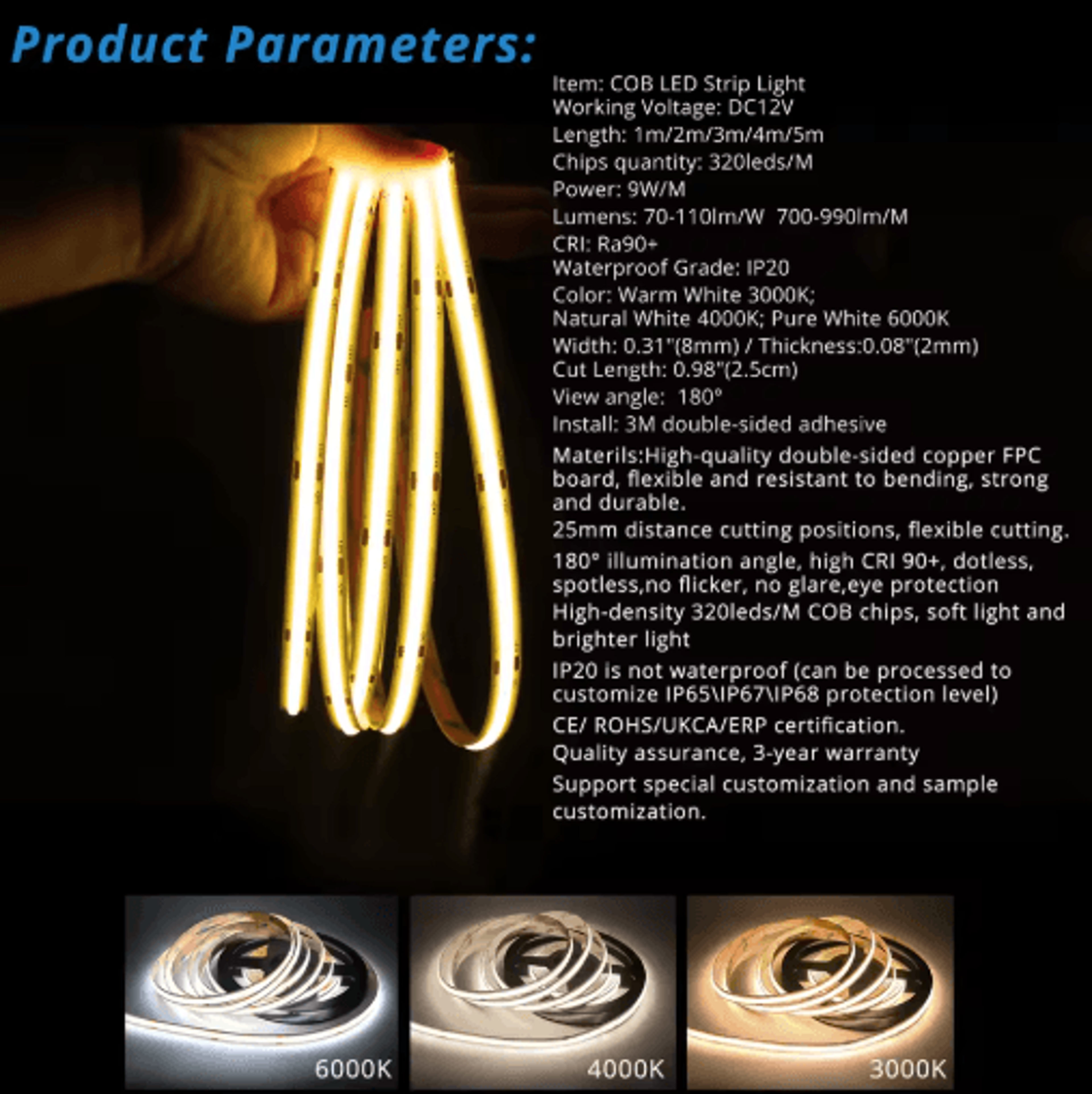 Flexible LED Strip Light Kit  PIR Motion Sensor With Touch Dimmer And Remote 13