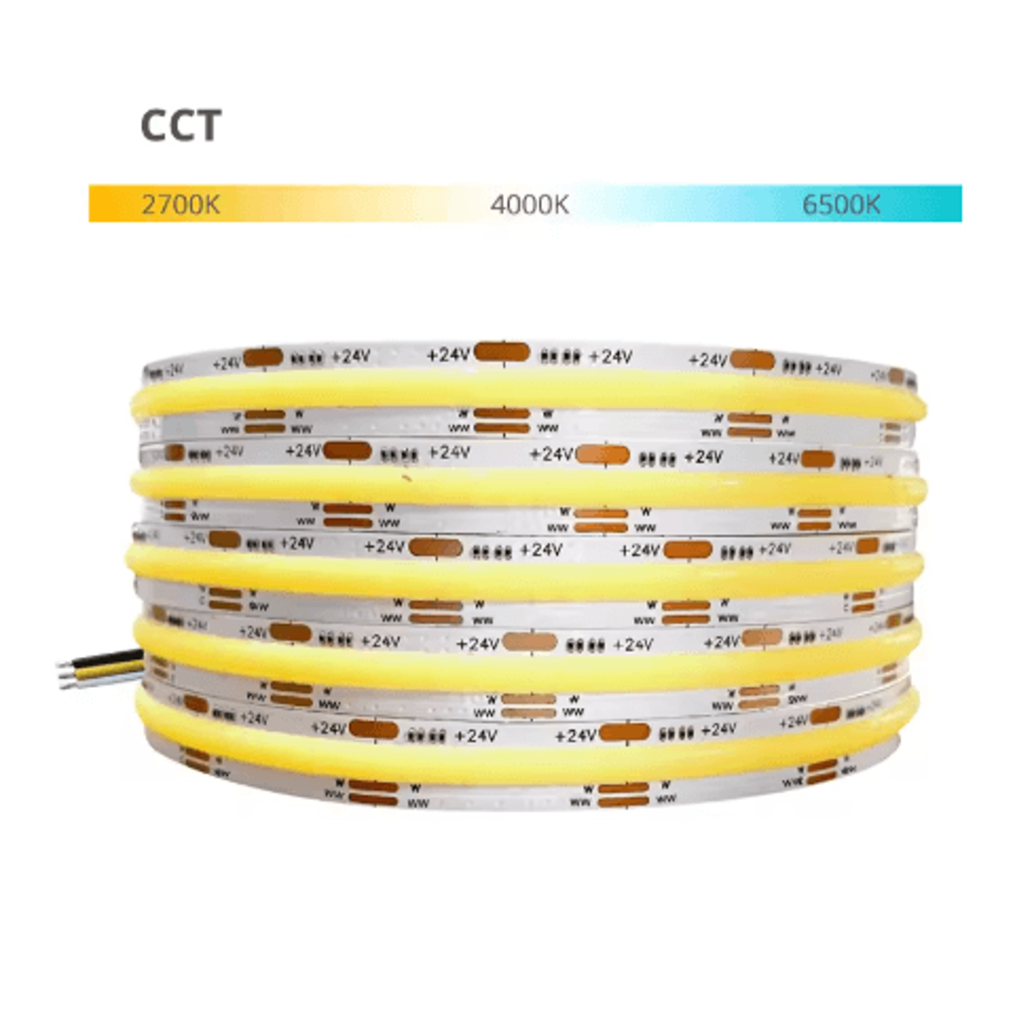 24V COB LED Strip Light Kit  3CCT Tunable White Dimmable Tape With Remote 4