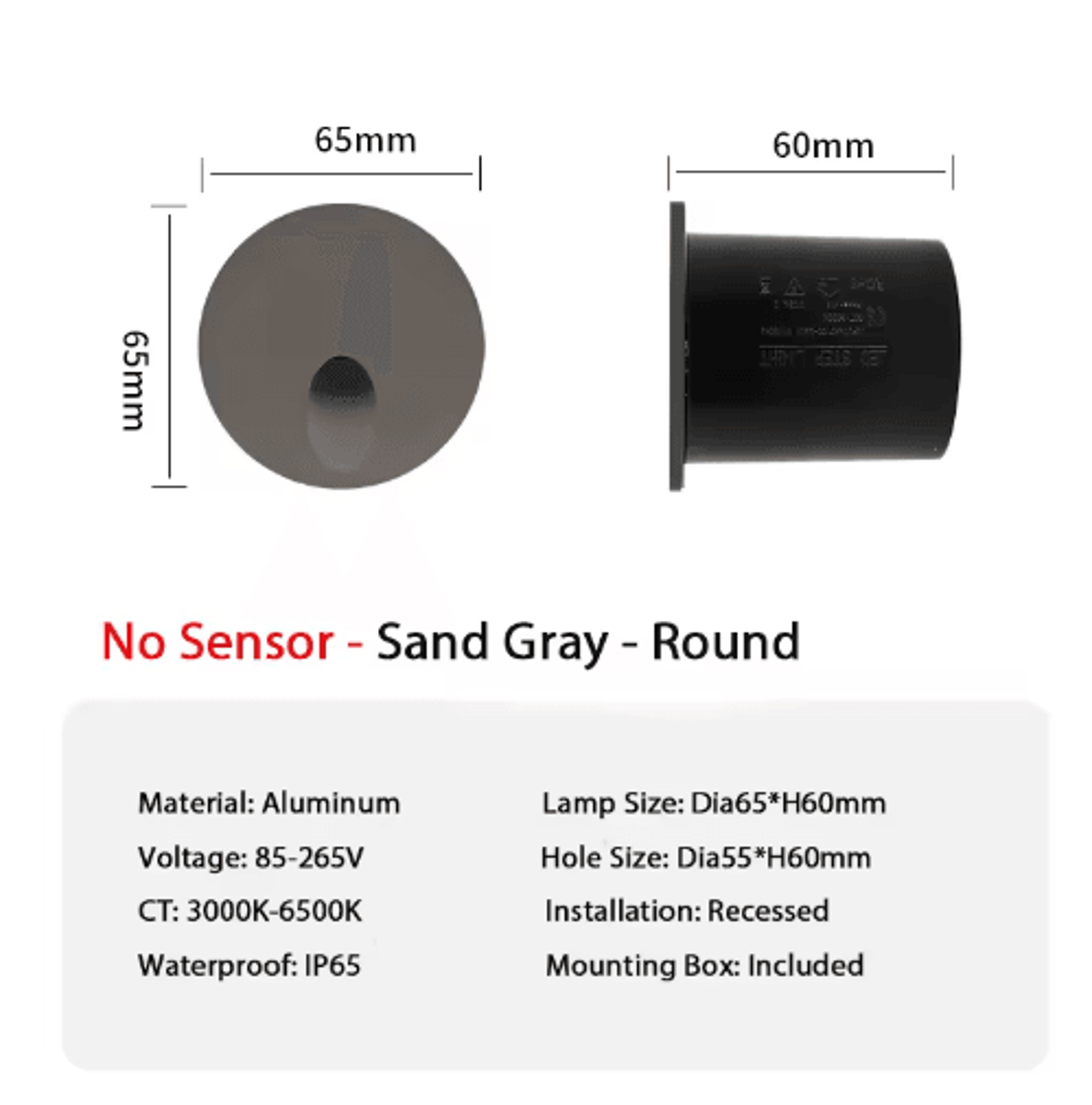 1W LED Motion Sensor Stair Light  Round Recessed Wall Night Lamp 4
