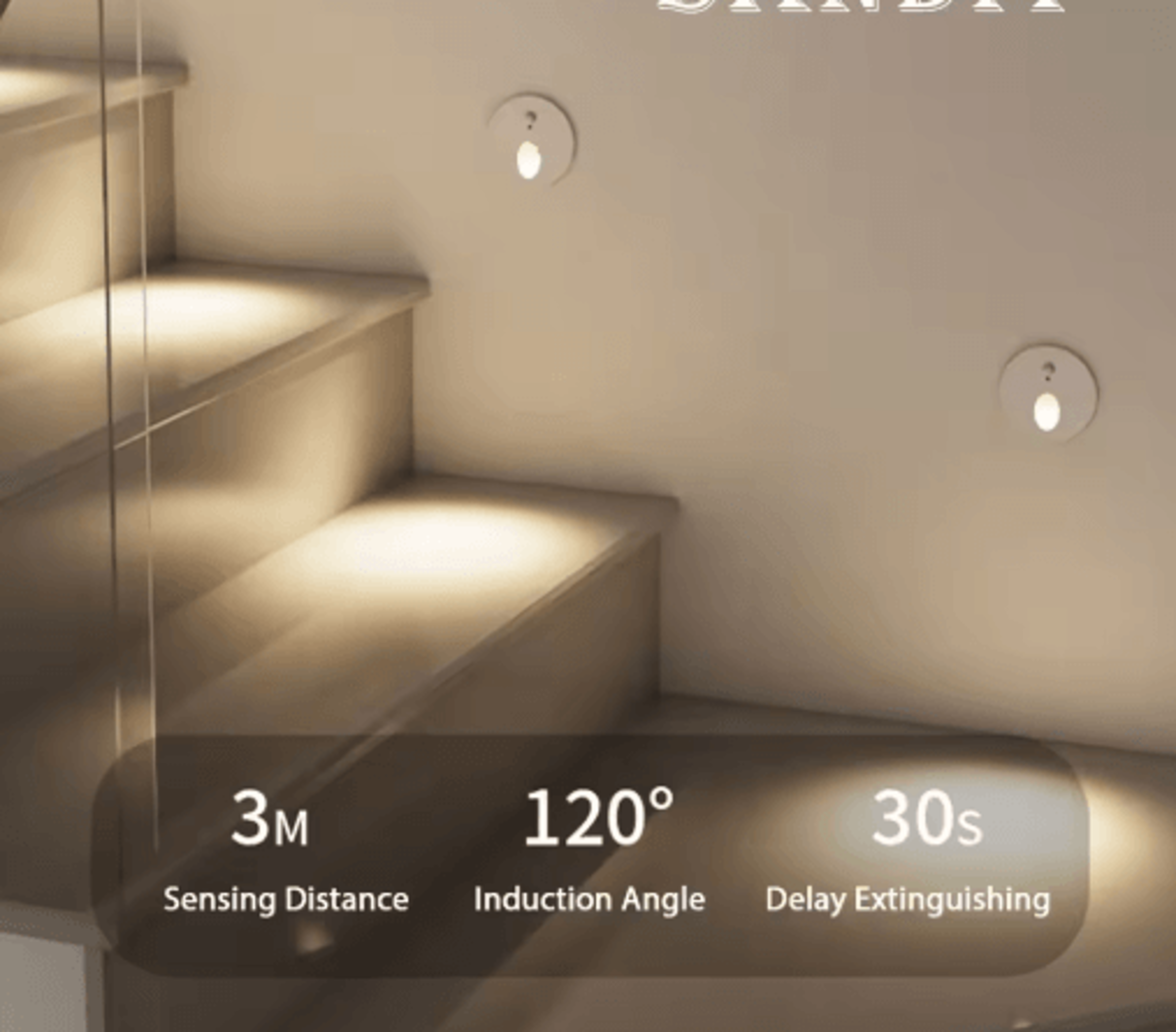 1W LED Motion Sensor Stair Light  Round Recessed Wall Night Lamp 14
