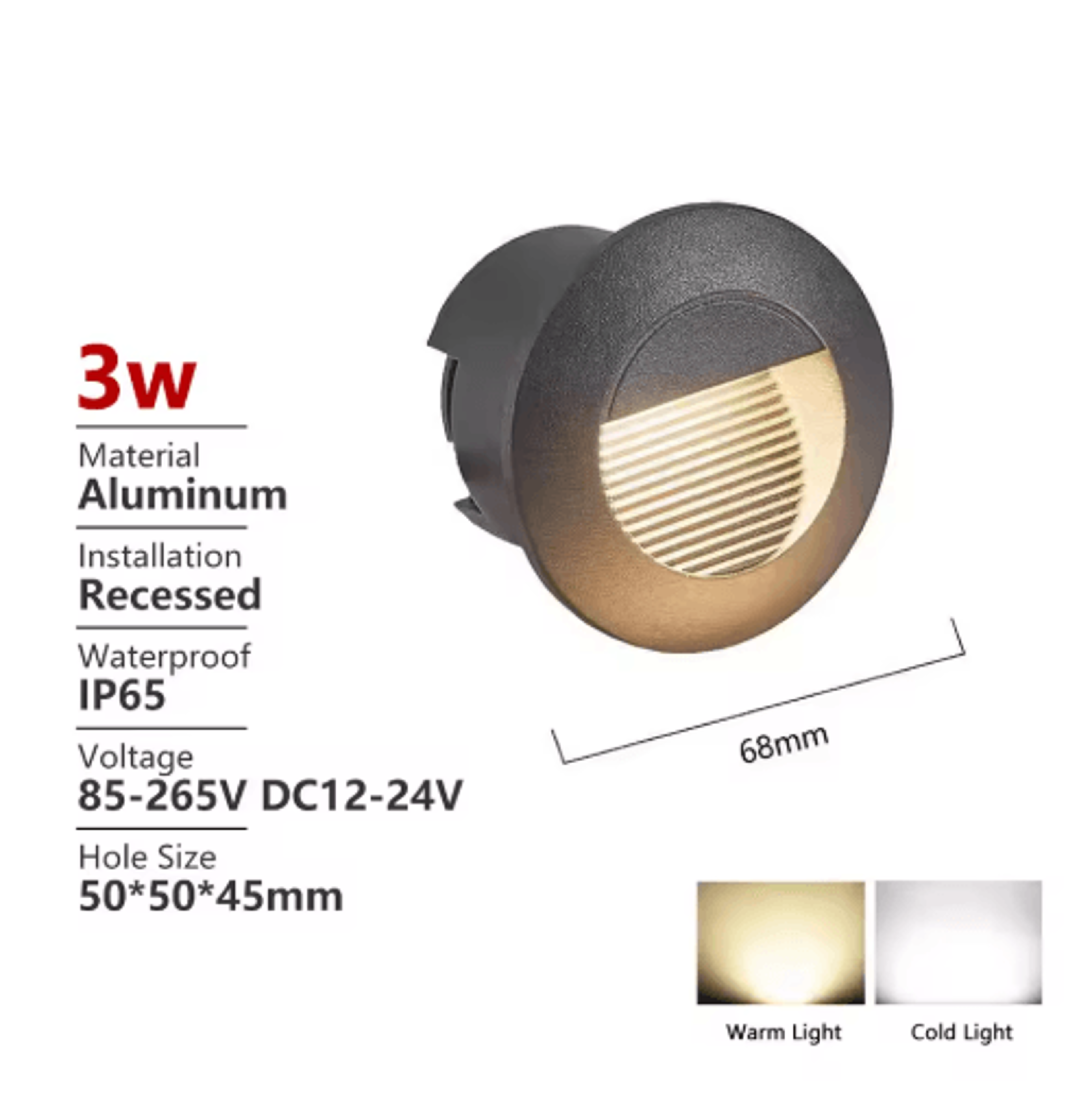 Round Recessed Outdoor Stair Light  Waterproof LED Wall Step Lamp 9
