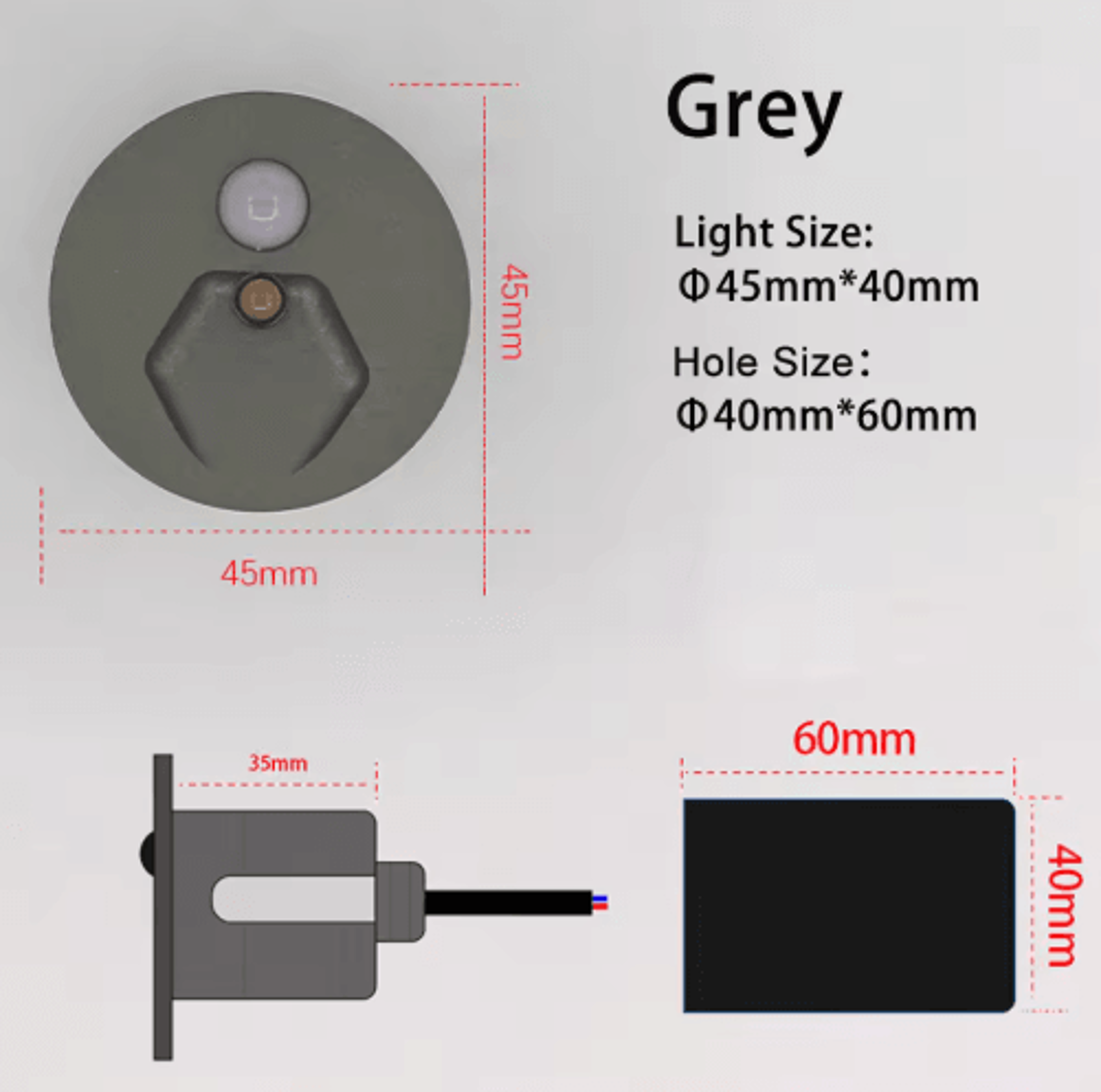 IP65 LED Motion Sensor Stair Light  45mm Round Recessed Wall Lamp 2