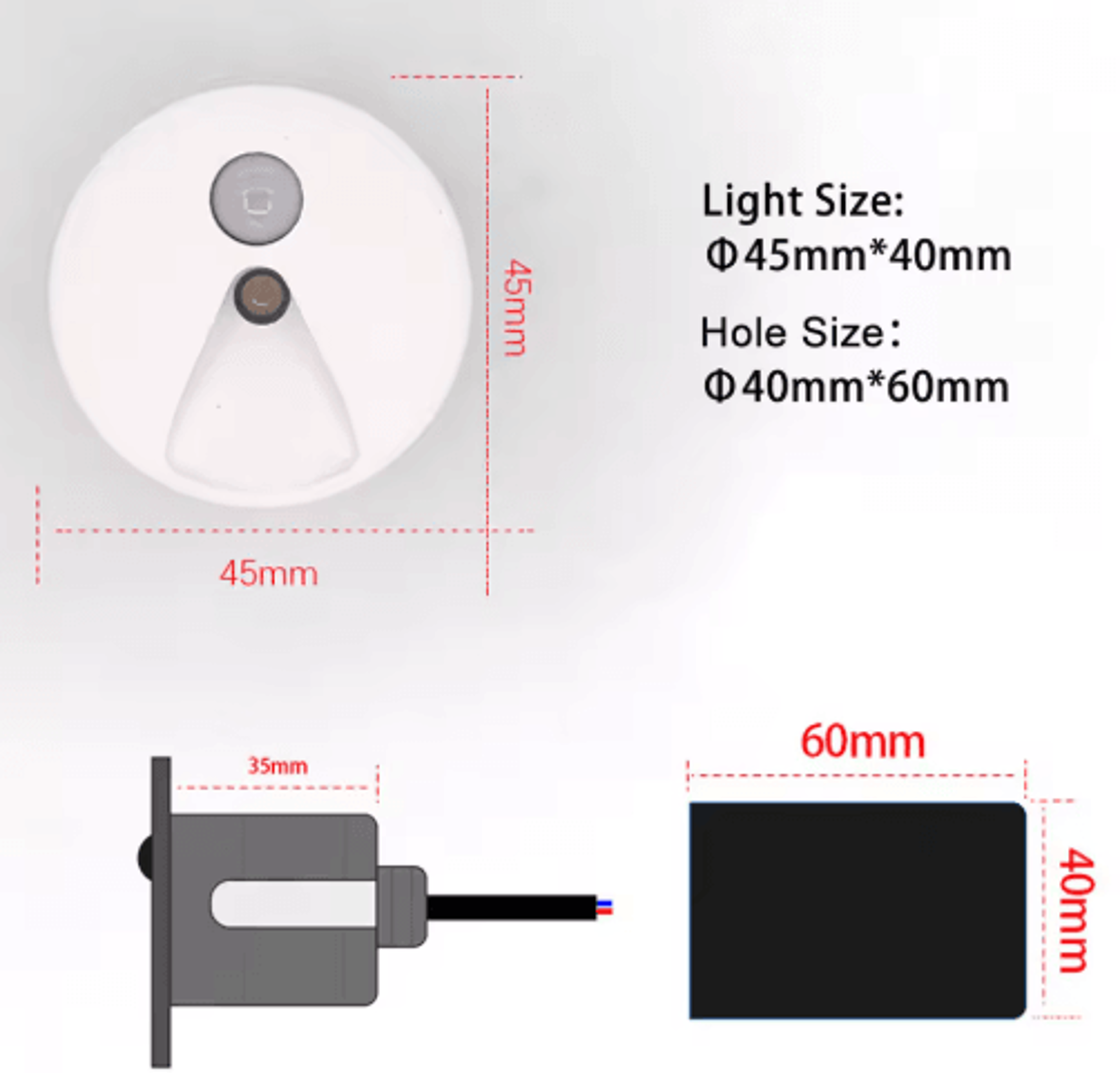 IP65 LED Motion Sensor Stair Light  45mm Round Recessed Wall Lamp 11