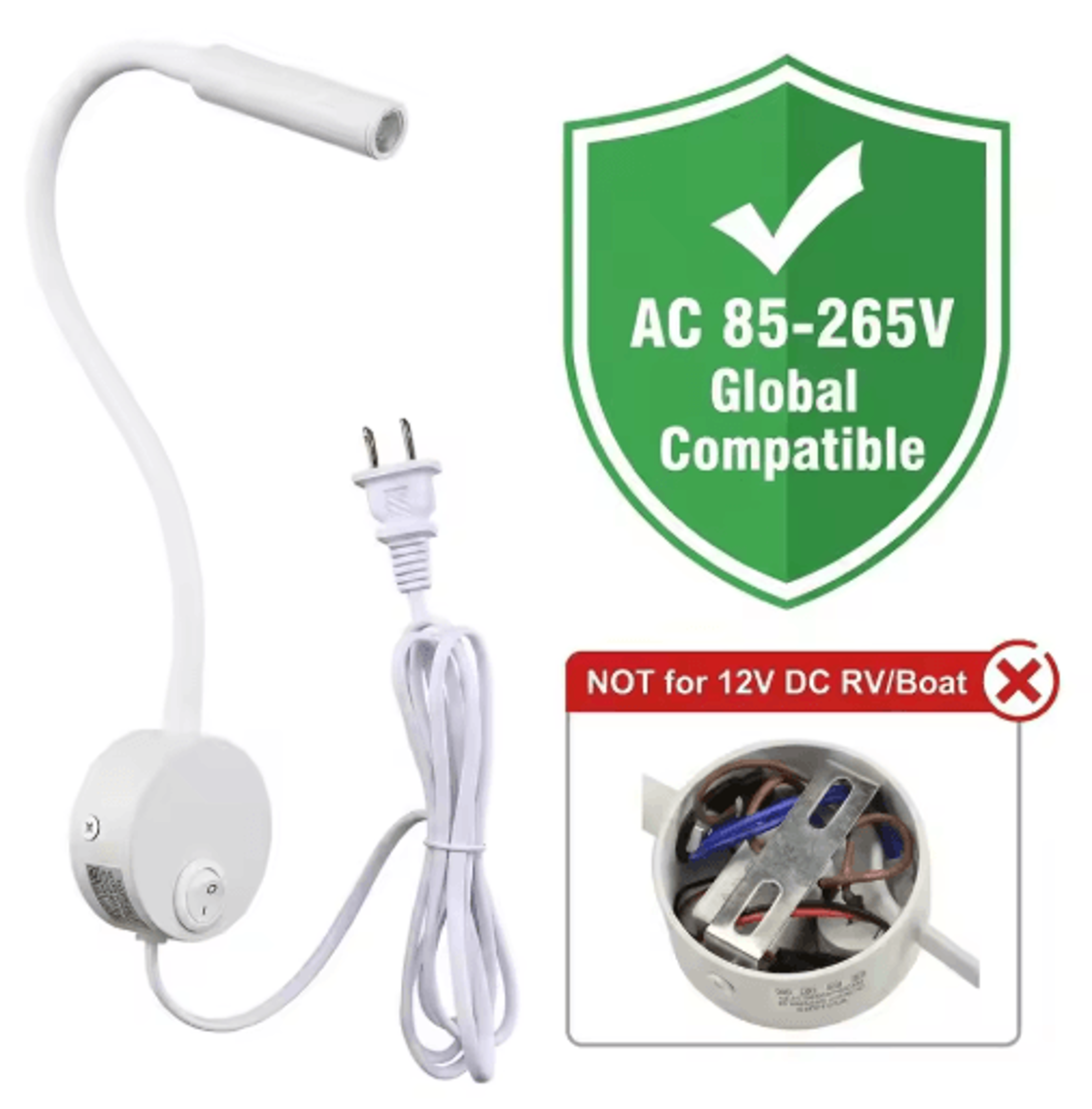 Wall Mounted LED Reading Lamp  Focused Bedside Spotlight For Boat And Bedroom 5