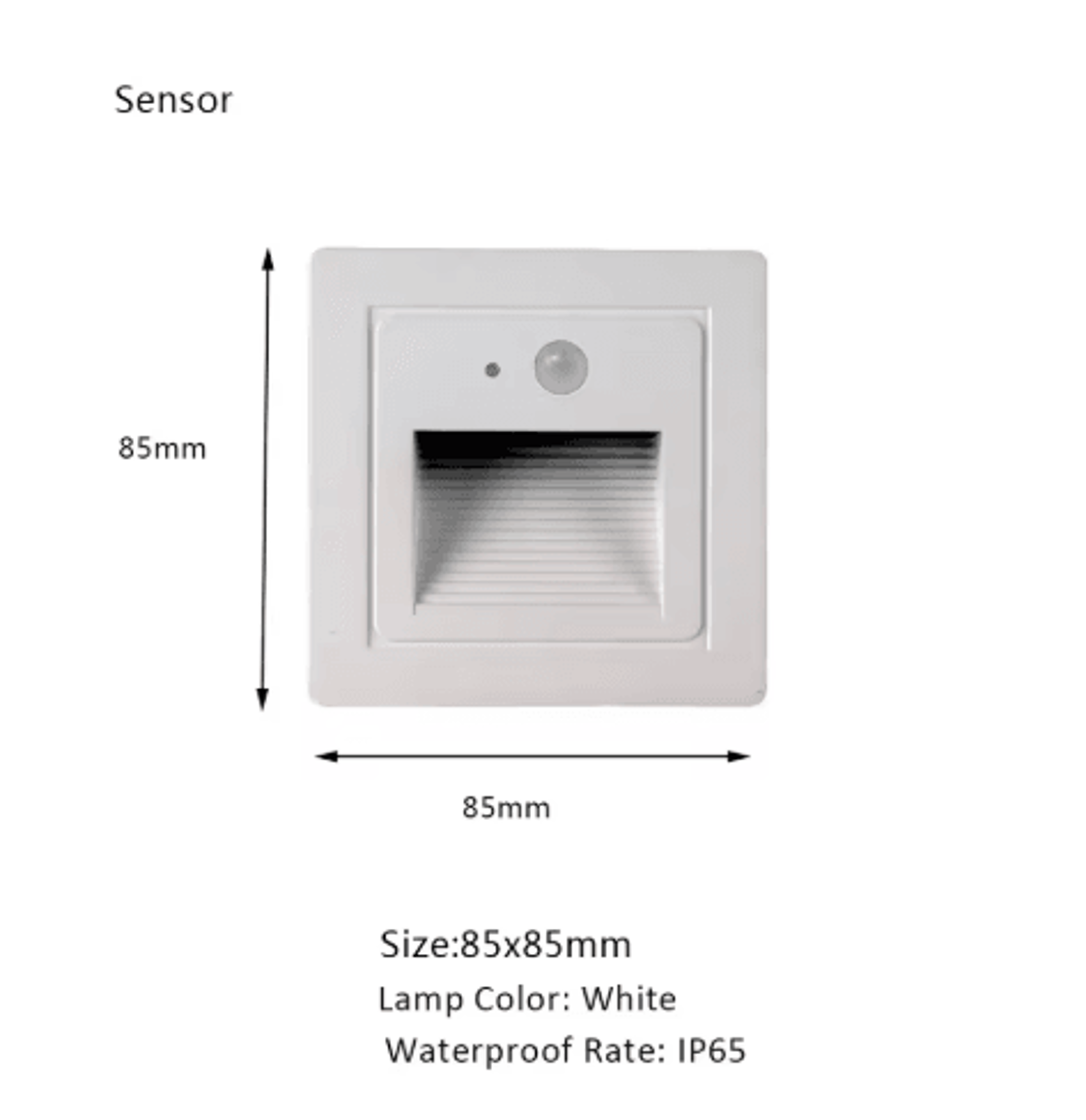 LED Motion Sensor Stair Light  Recessed White Wall Lamp In Round Or Square Design 5