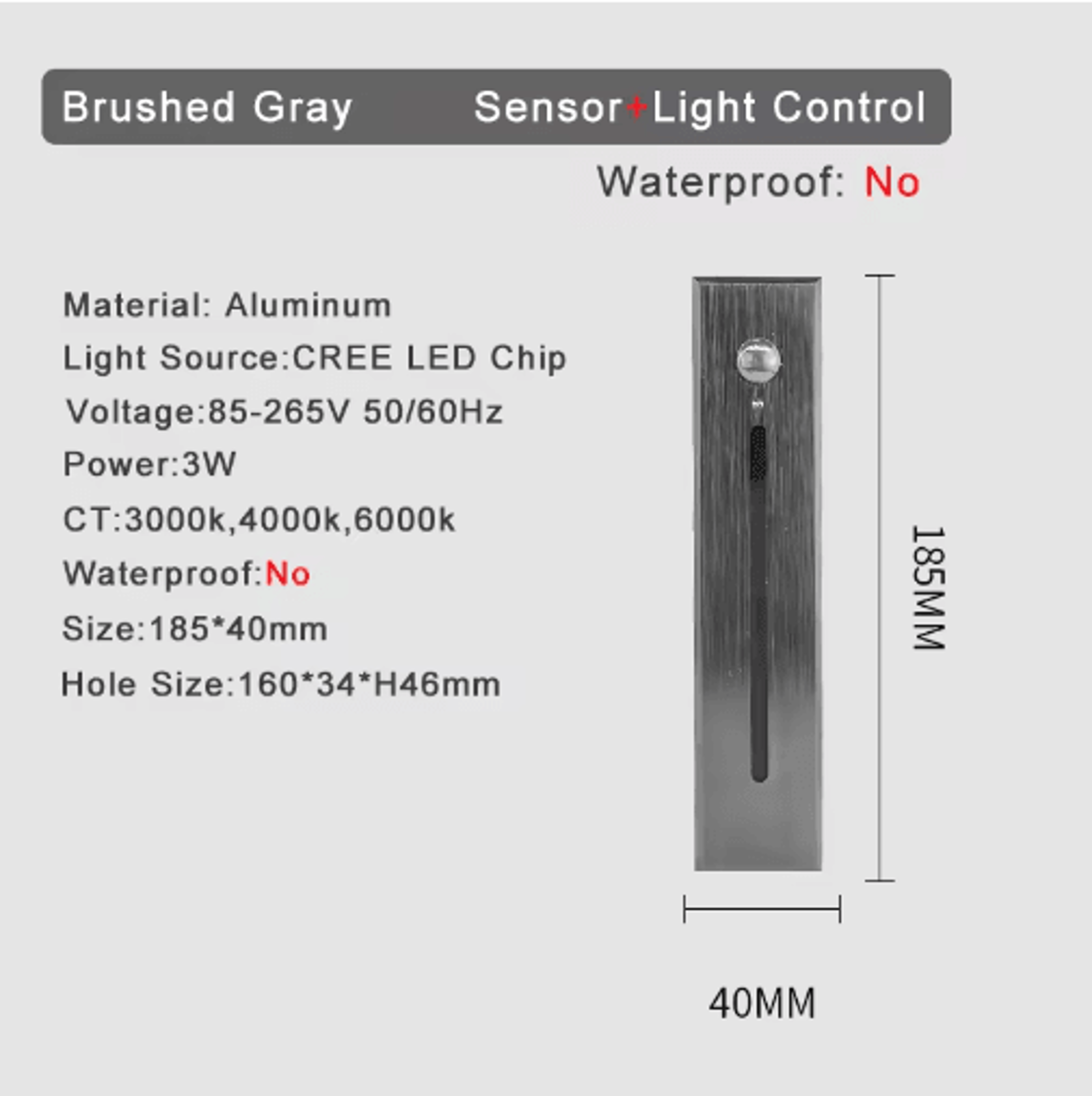 3W Smart LED Motion Sensor Stair Light  Recessed Wall Night Lamp 3
