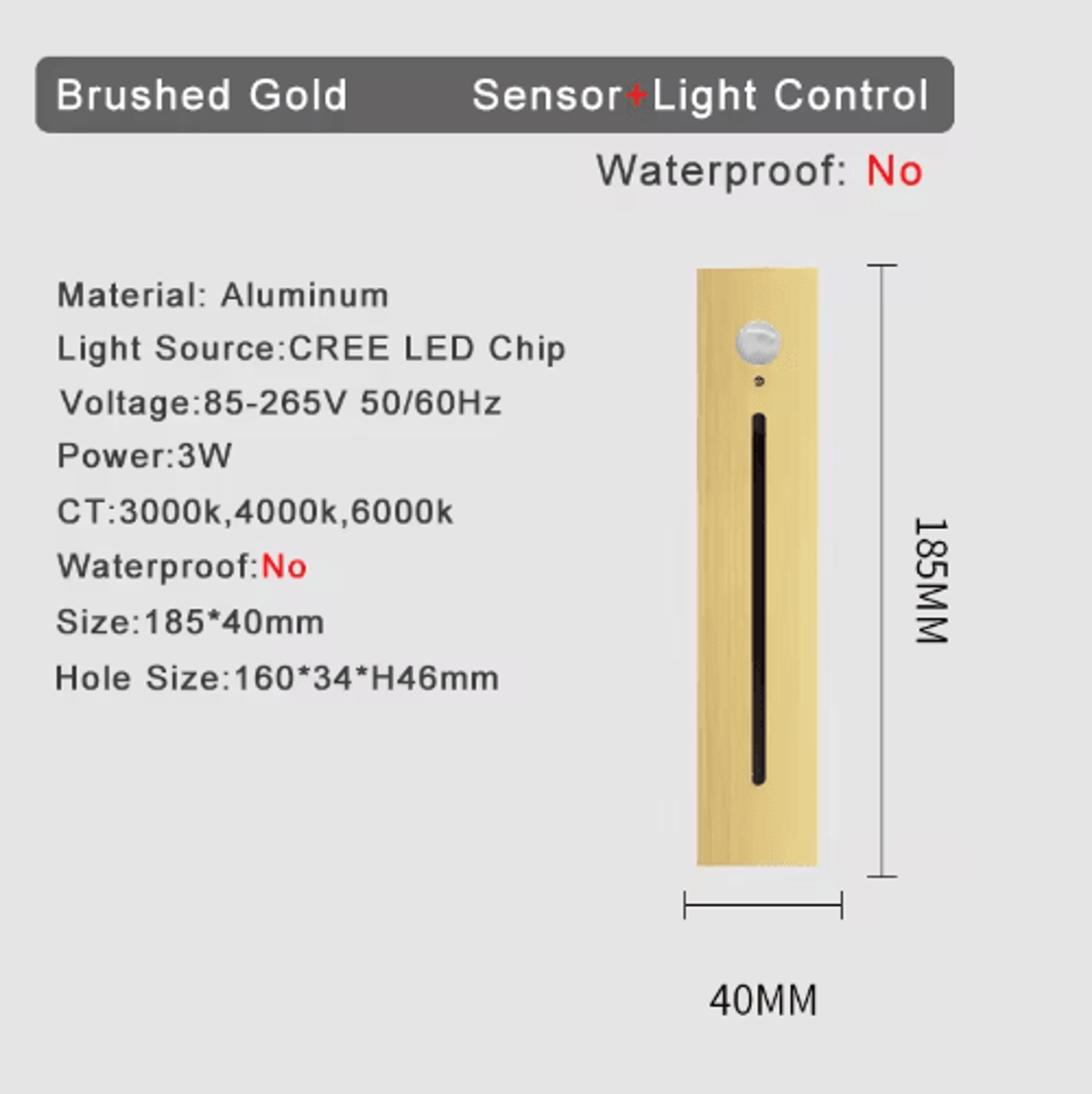3W Smart LED Motion Sensor Stair Light  Recessed Wall Night Lamp 7