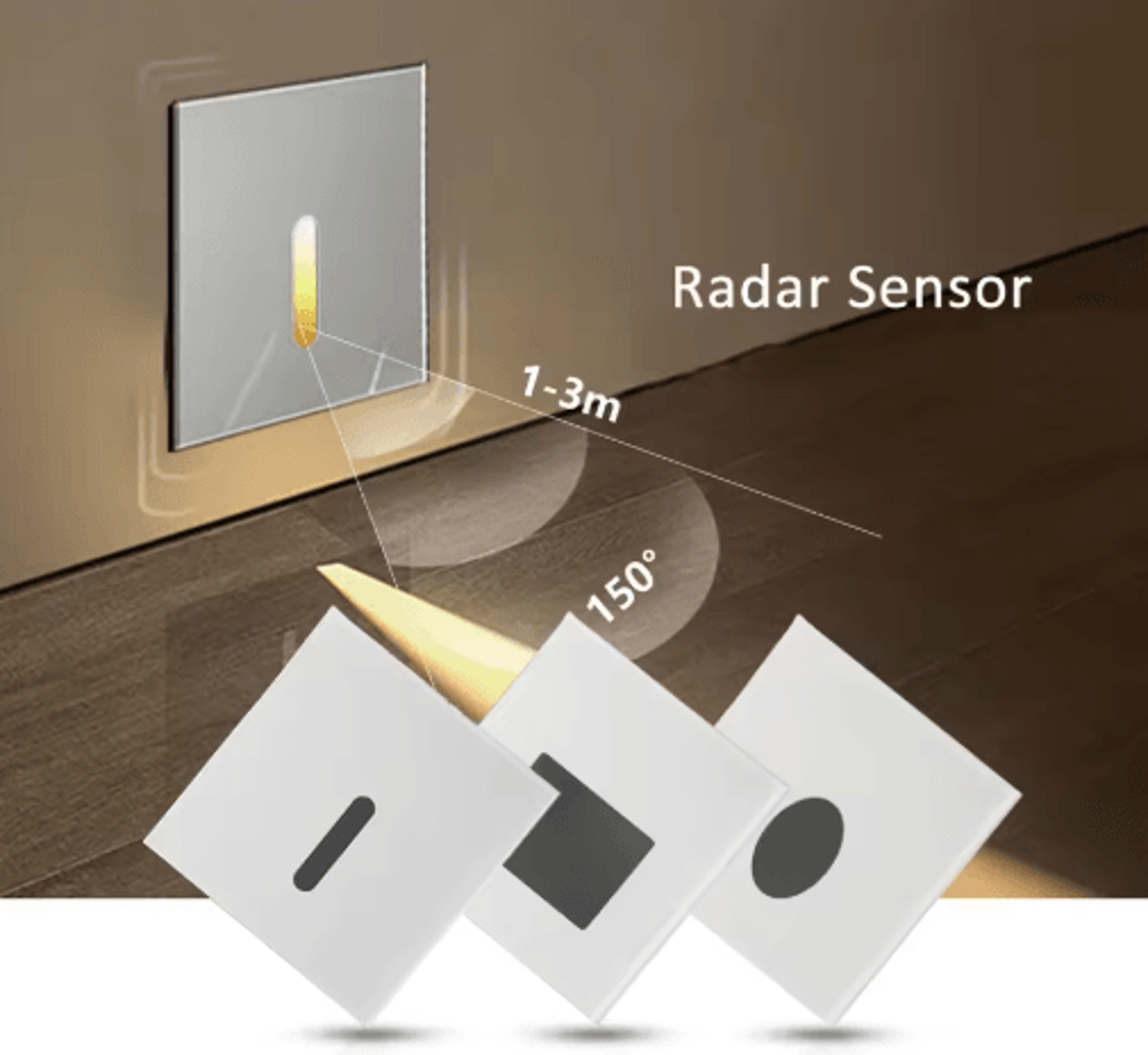 led radar motion sensor stair light – recessed white wall night lamp
